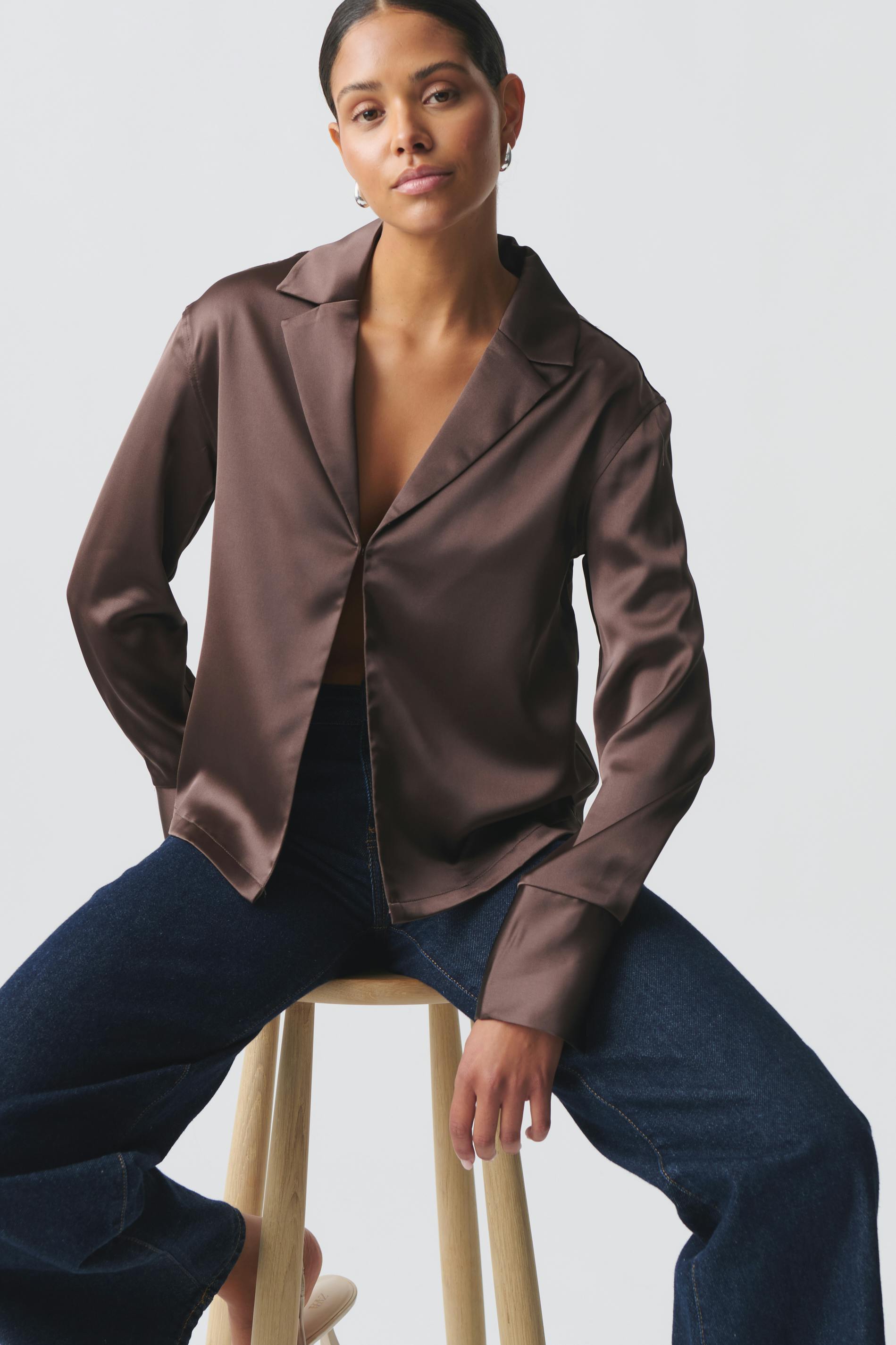 Open satin shirt