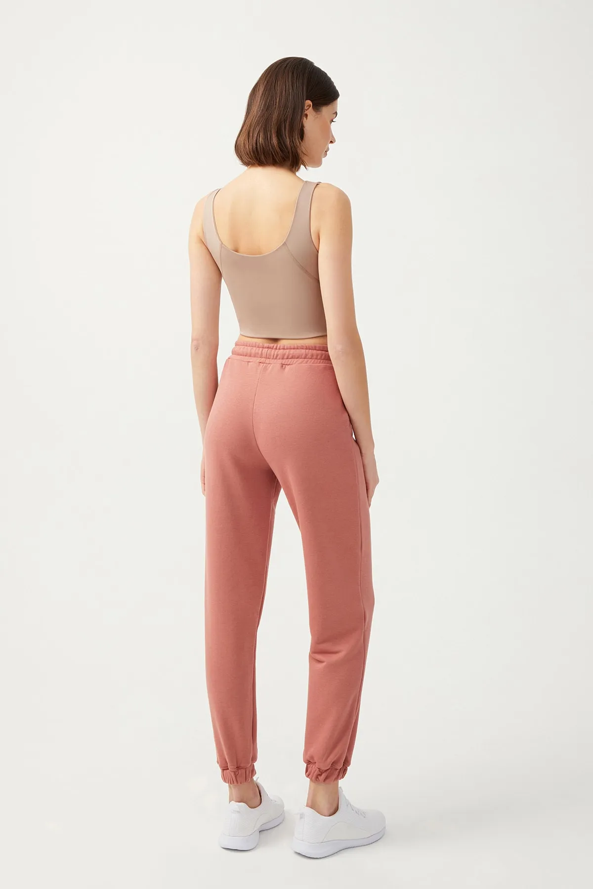 LOS OJOS  Elastische Jogger-Jogginghose mit Kordelzug für Damen in Dusty Rose-Manschette