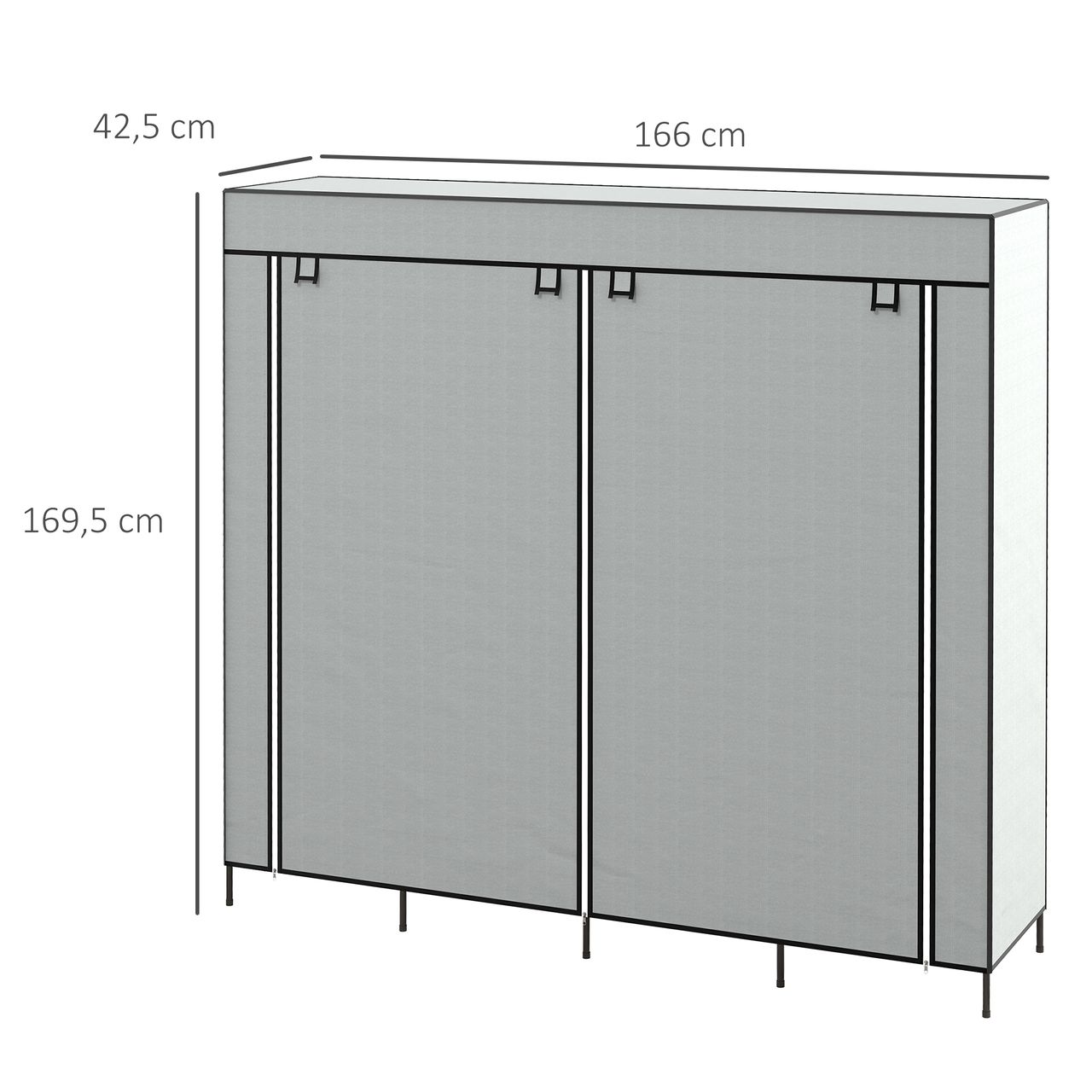 HOMCOM Stoffschrank Kleiderschrank mit Kleiderstange, 10 Fächern, 4 Schubladen