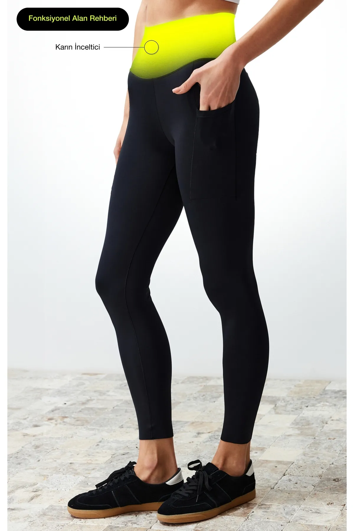 Trendyol Collection  Hochwertige schwarze 2-lagige gestrickte Sport-Leggings zur Erholung des Bauches in voller Länge THMSS24TY00027