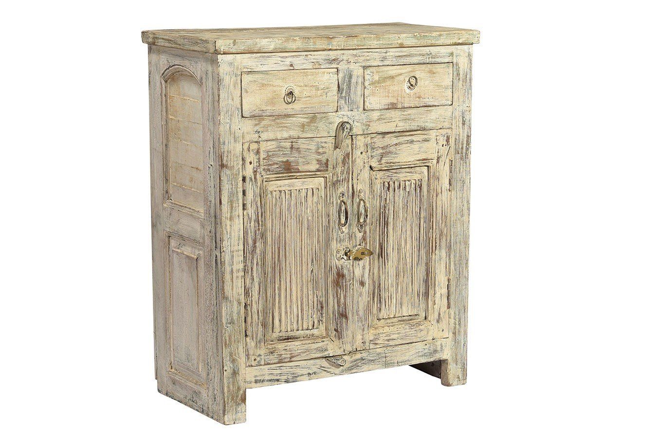 daslagerhaus living Bauernschrank Anrichte Vintage cremegelb