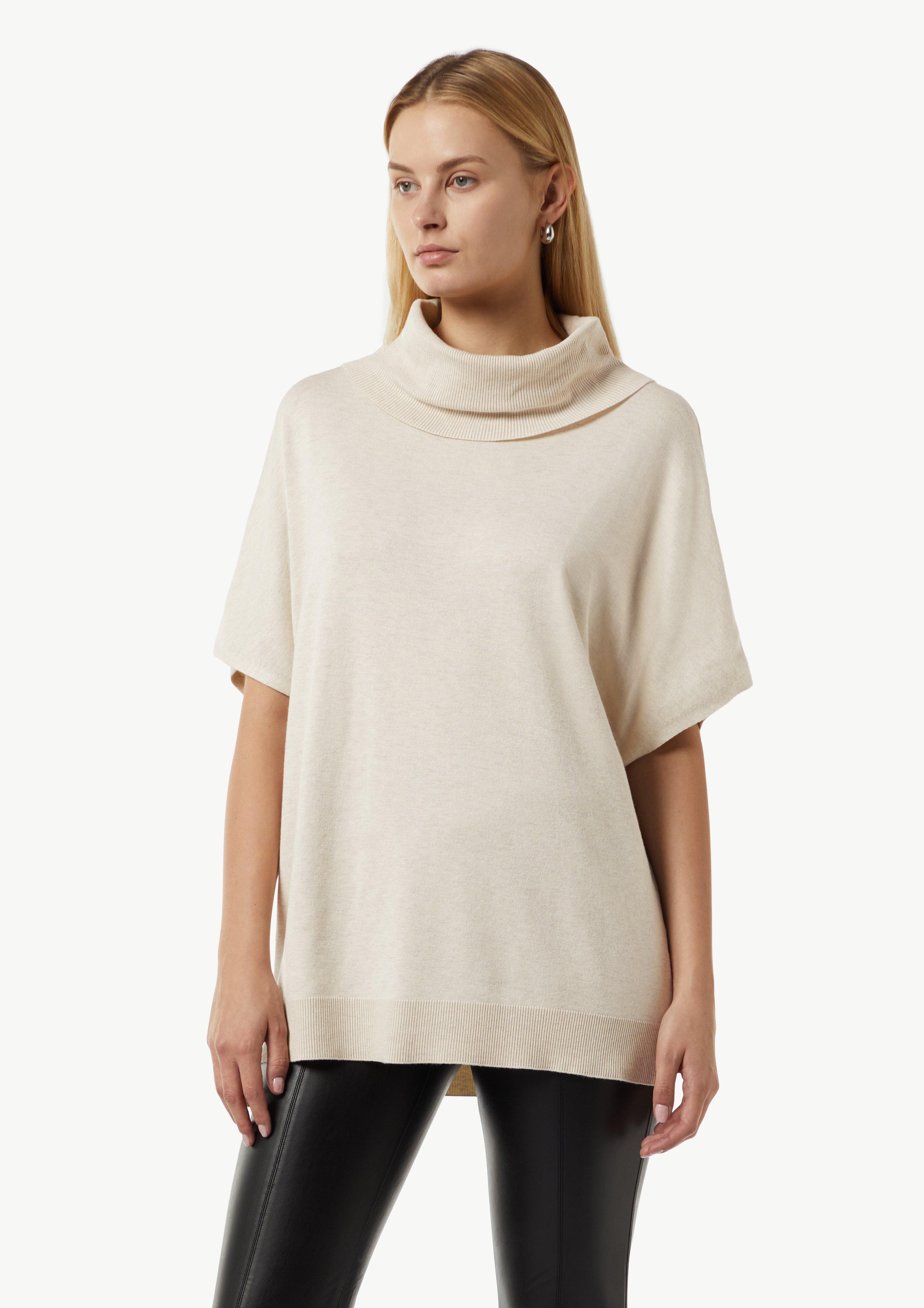 Fein melierter Poncho im Oversized Cut - helles beige