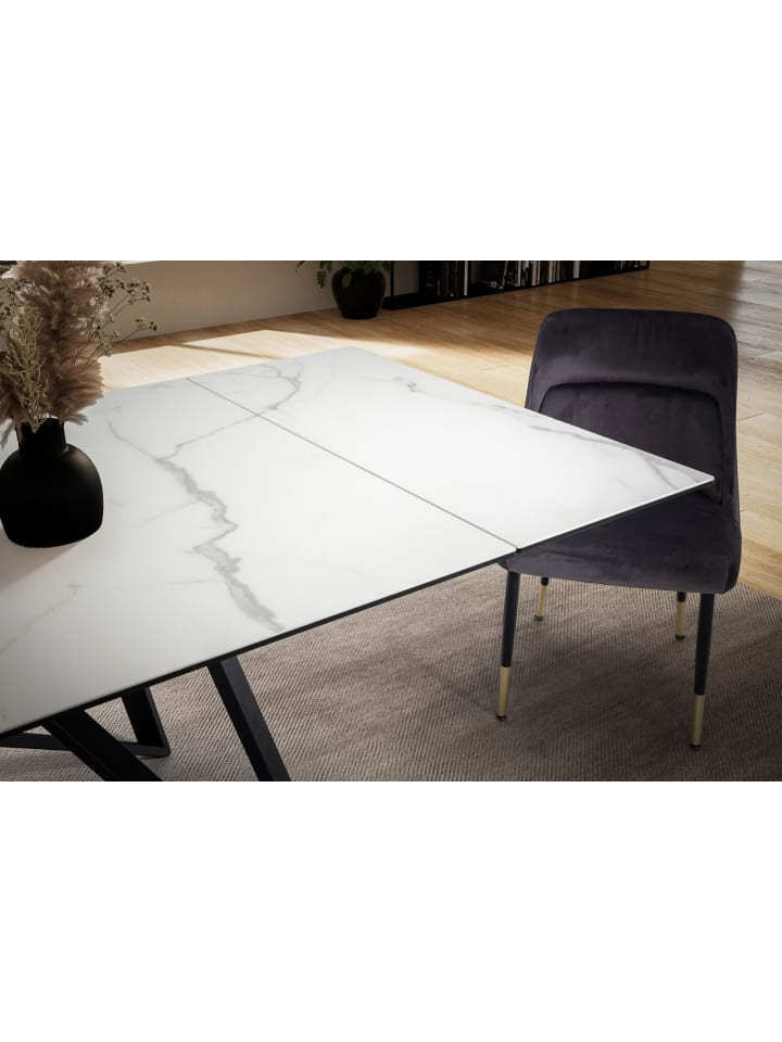 KADIMA DESIGN Esszimmertisch 180 - 260 cm Ausziehbar Keramik Glas , in Weiß günstig kaufen onesize