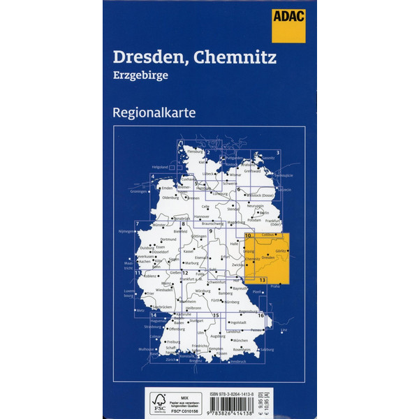 ADAC Regionalkarte Blatt 10 Dresden, Chemnitz 1:150.000 - Straßenkarte