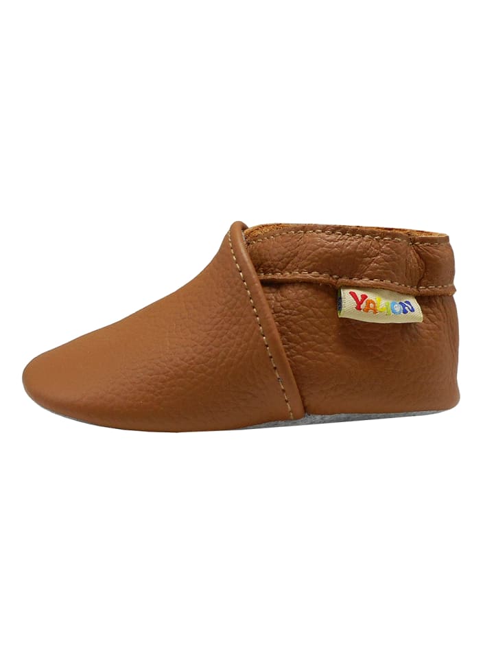 Yalion Leder-Krabbelschuhe in Cognac günstig kaufen