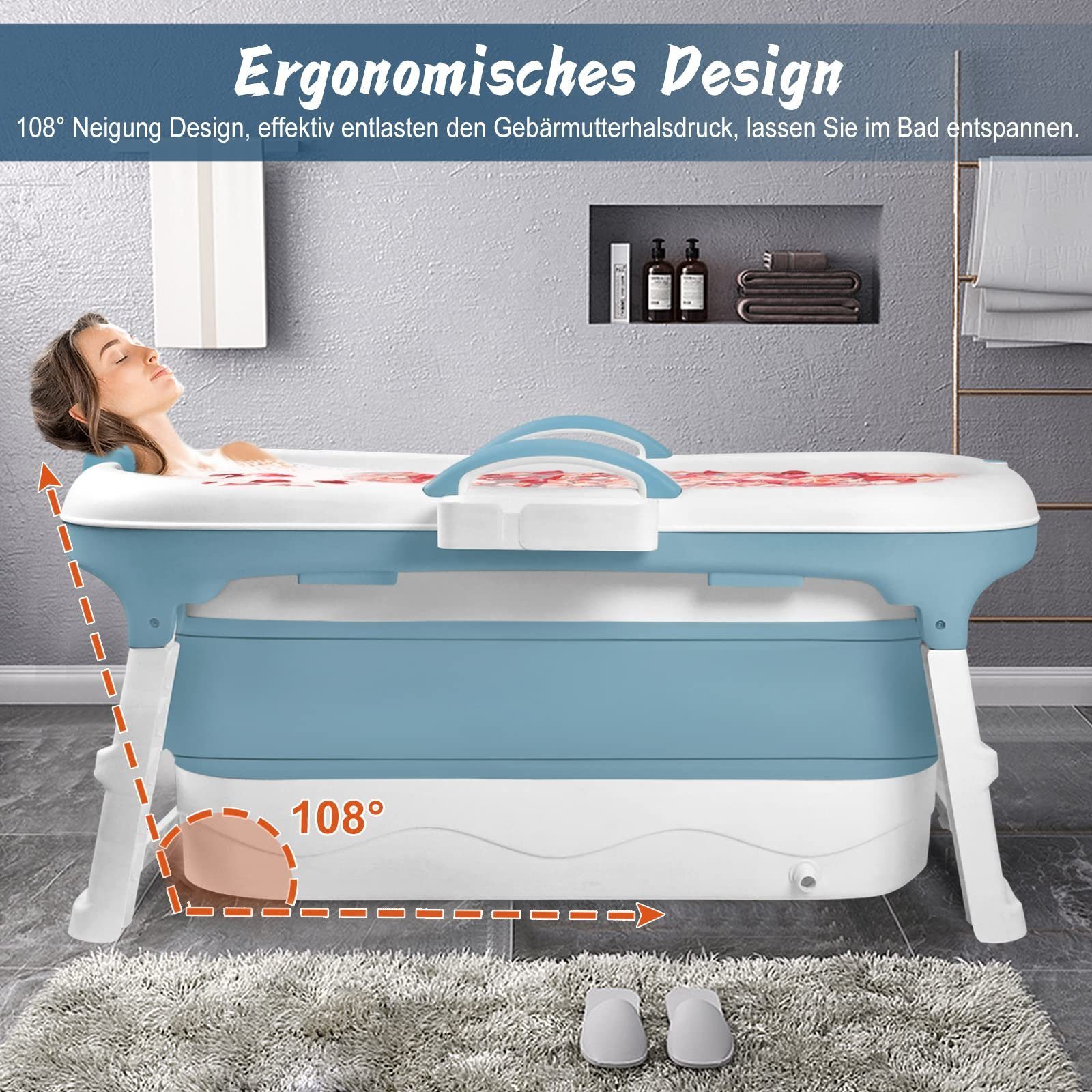 UISEBRT Badewanne Faltbare Badewanne Erwachsene, Foldable Bathtub 118x62x53cm