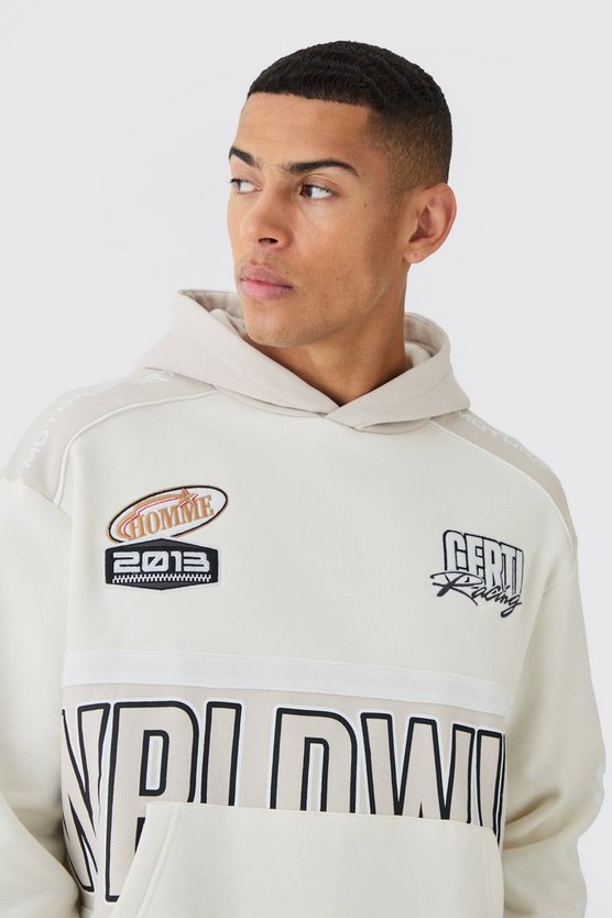 Kastiger Oversize Moto-Trainingsanzug mit Kapuze