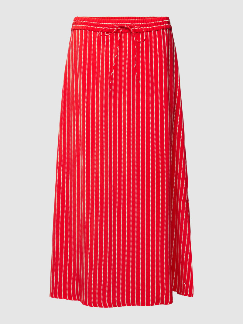 Midikleid mit Streifenmuster in rot