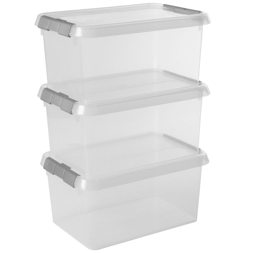 Sunware Comfort Line 6 Liter transparent graue 3er-Set Aufbewahrungsboxen