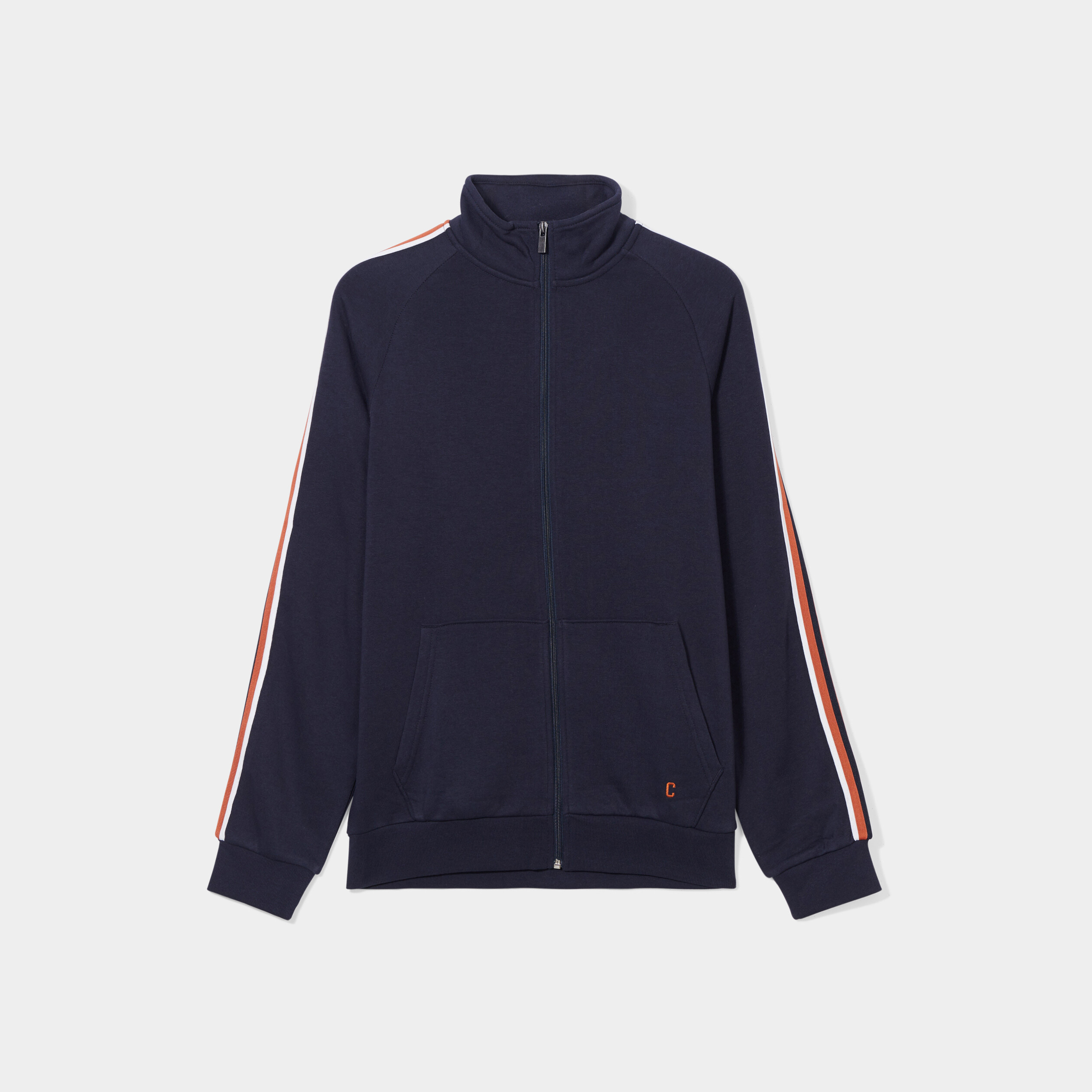 Sweat zippé col montant et bandes Creeks bleu foncé homme | La Halle