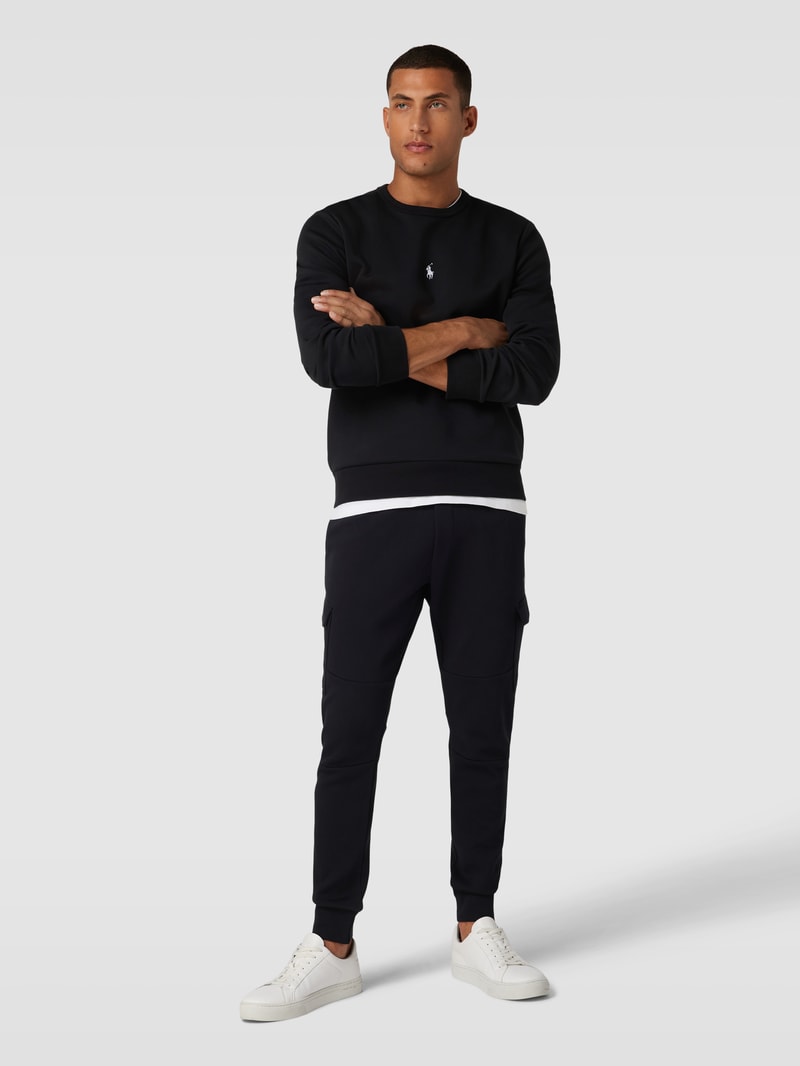 Sweatshirt mit Logo-Stitching in schwarz