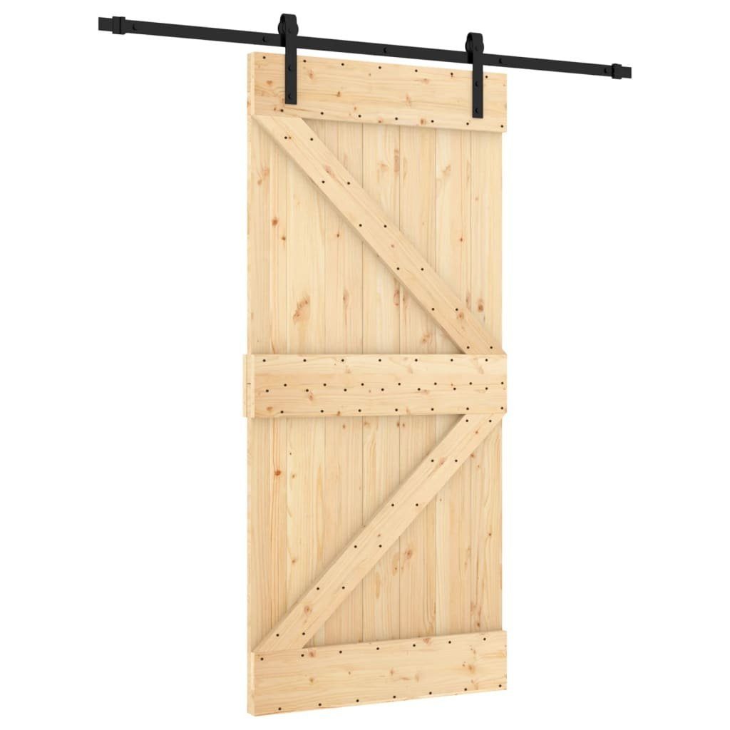 vidaXL Zimmertür Schiebetür mit Beschlag 95x210 cm Massivholz Kiefer Zimmertür Innentür