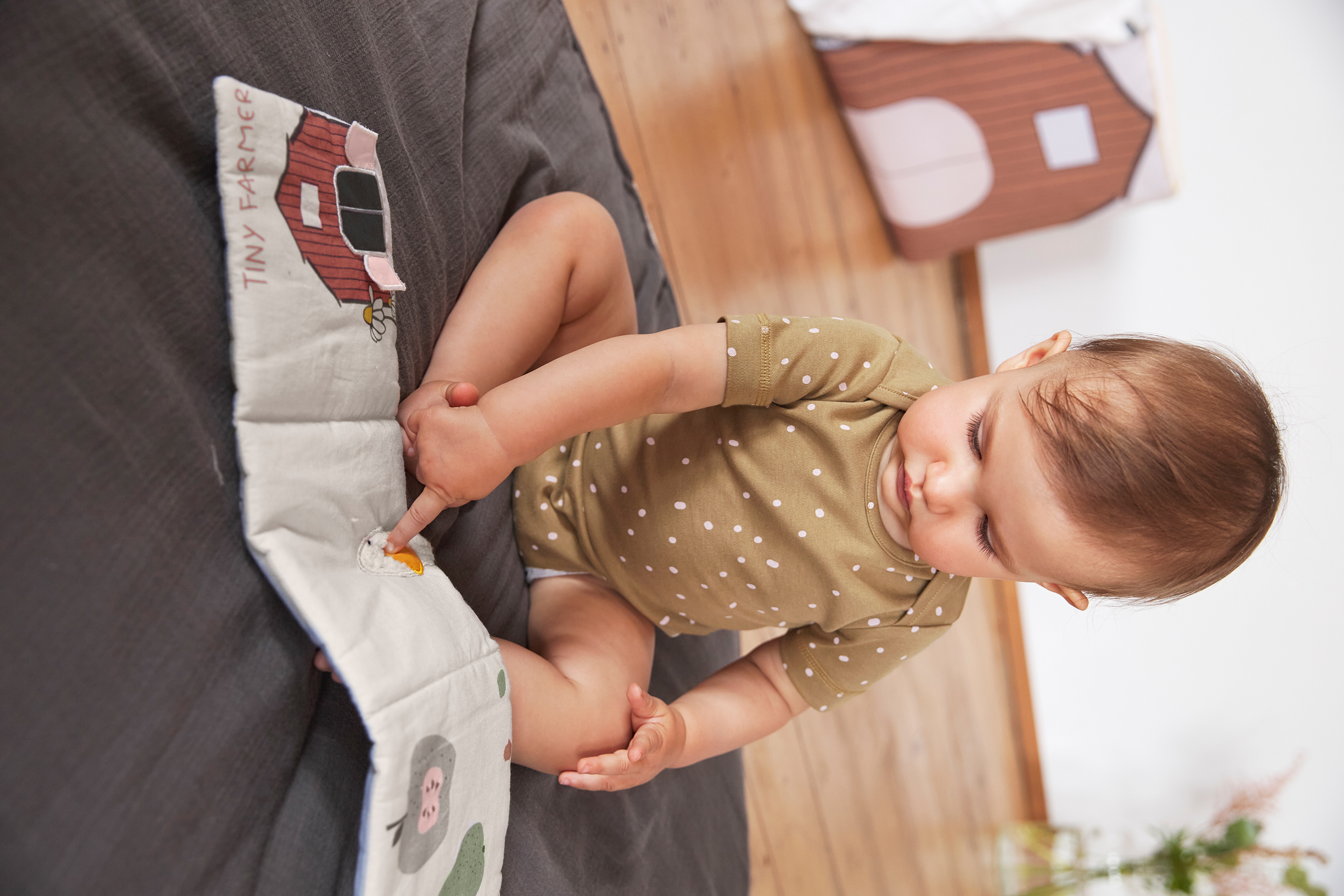 Baby Langarmshirt - Bio Baumwolle, Dots, Curry