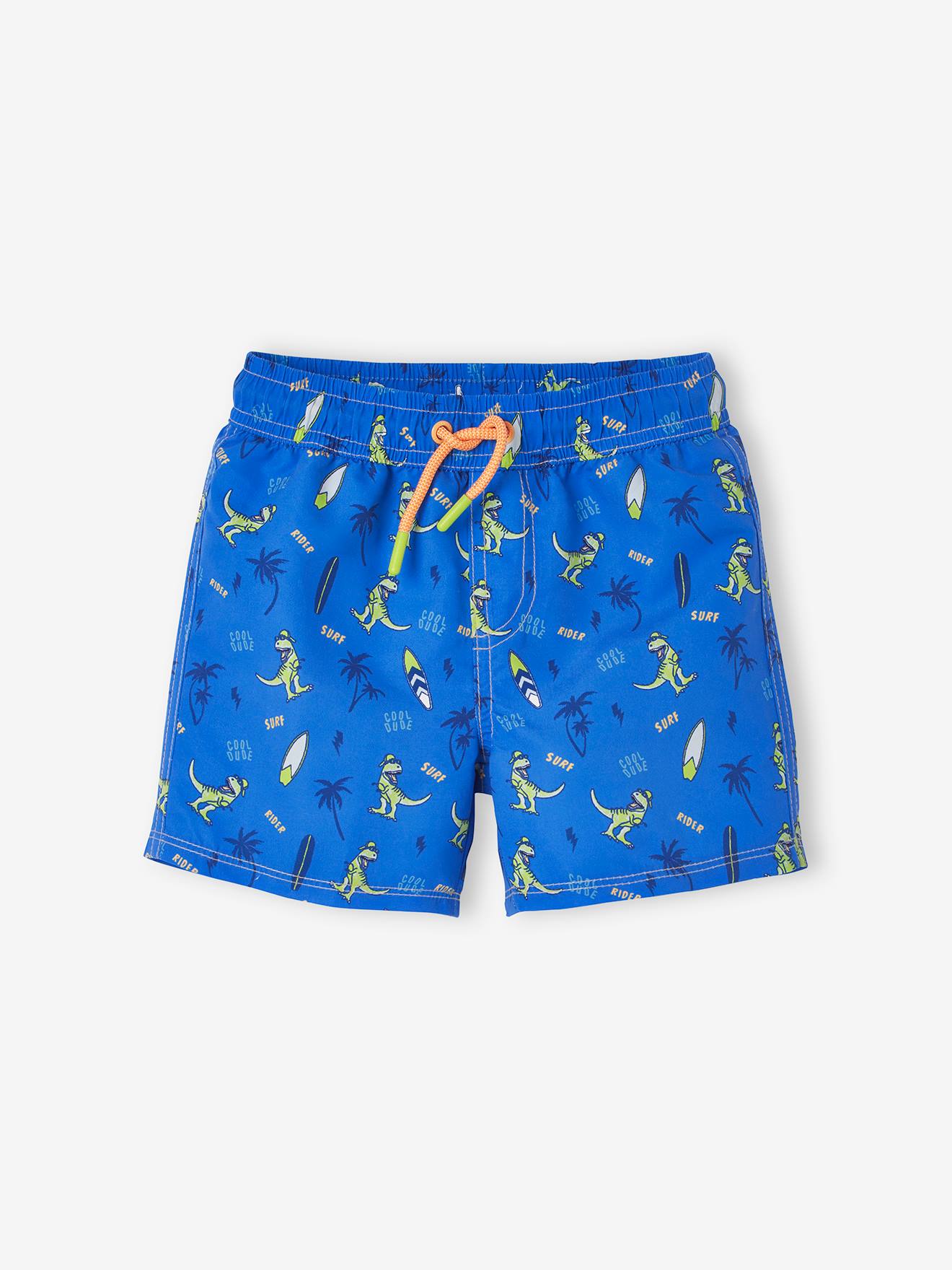 Short de bain imprimé dinos garçon bleu drapeau imprimé
