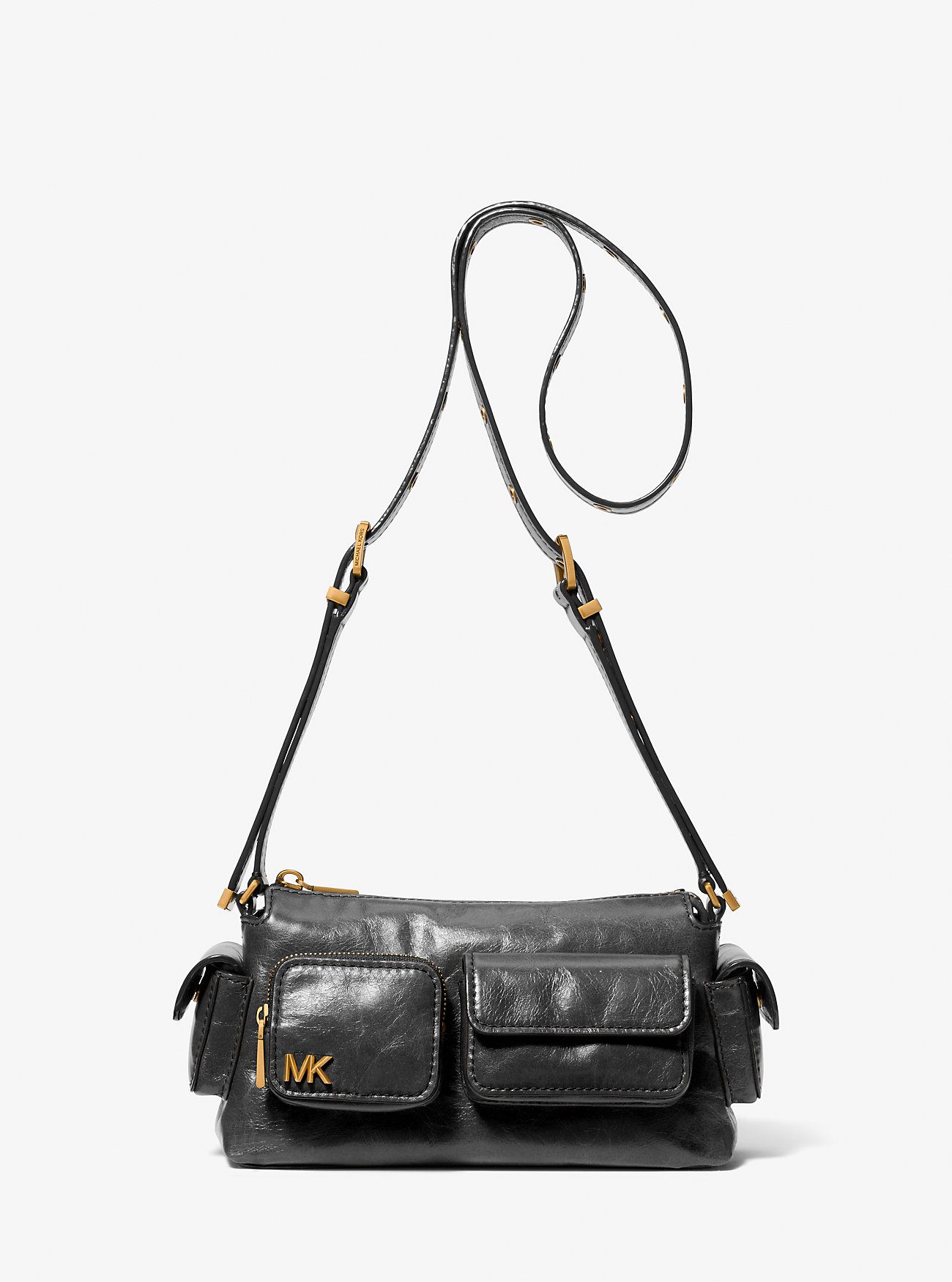 Dakota Small Leather Shoulder Bag - BLACK