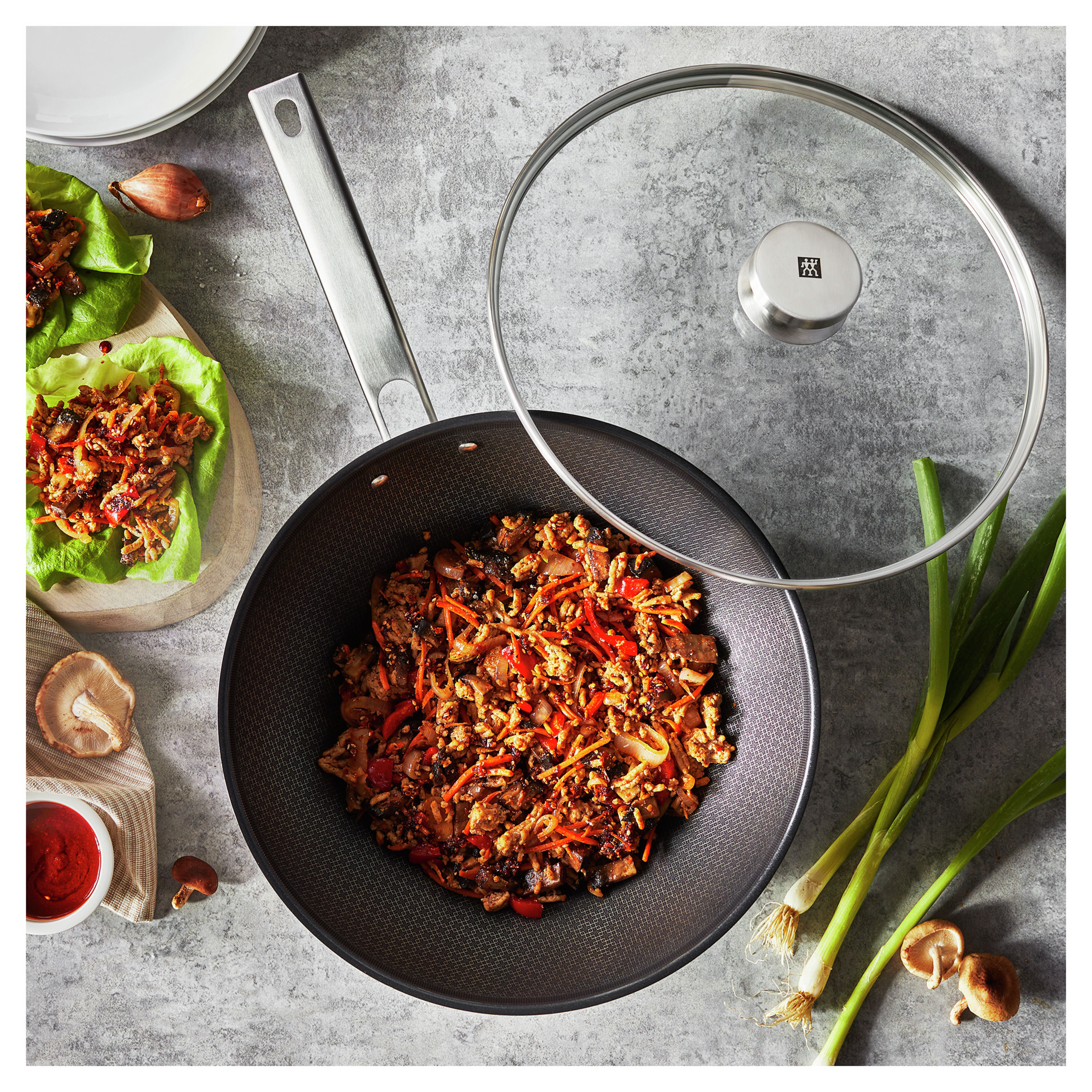 Wok 30 cm, 18/10 Edelstahl