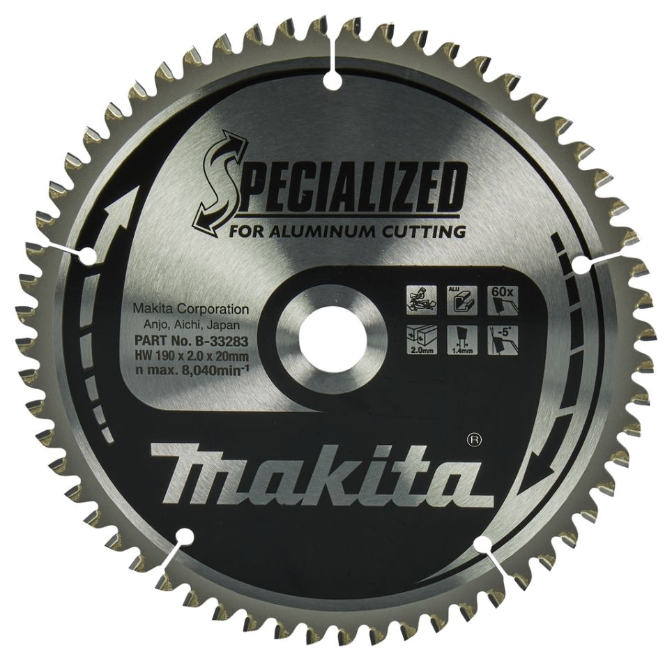 Makita Tilbehør B-33283 Savklinge Spec. Aluminium 190 x 20 x 60T