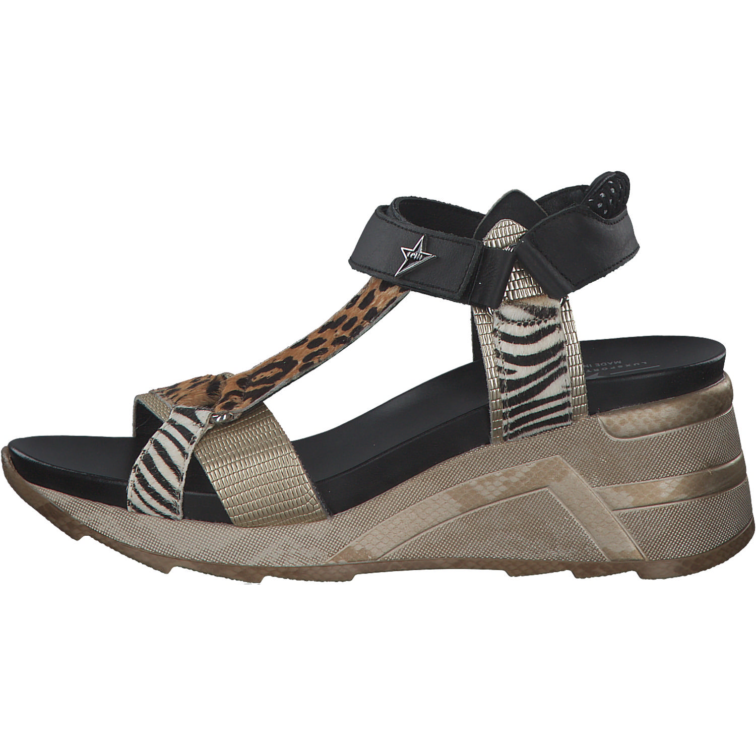 Cetti C1317, Plateau-Sandaletten, Damen, leopardo multicolor