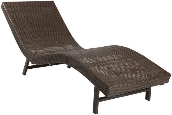 MERXX Gartenliege Piacenza, Polyrattan, braun, inkl. Wendeauflage