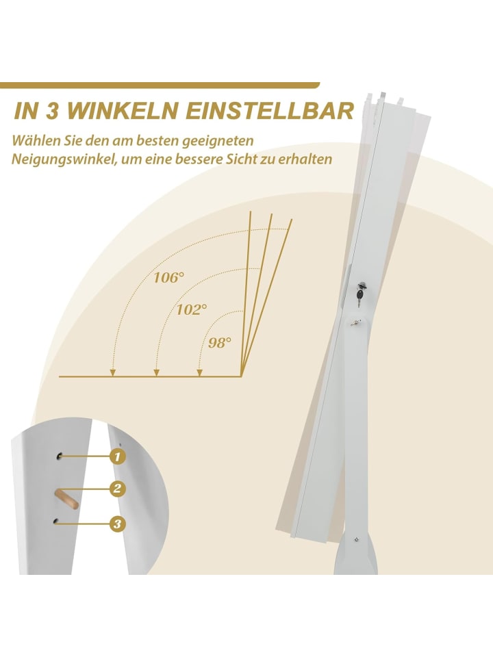 COSTWAY Schmuckschrank LED in Weiß günstig kaufen 45 cm