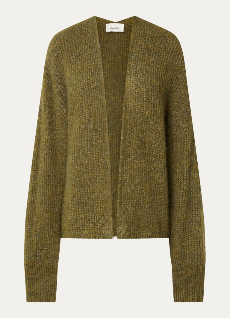 Americký vintage pletený otevřený kardigan ze směsi alpaky
