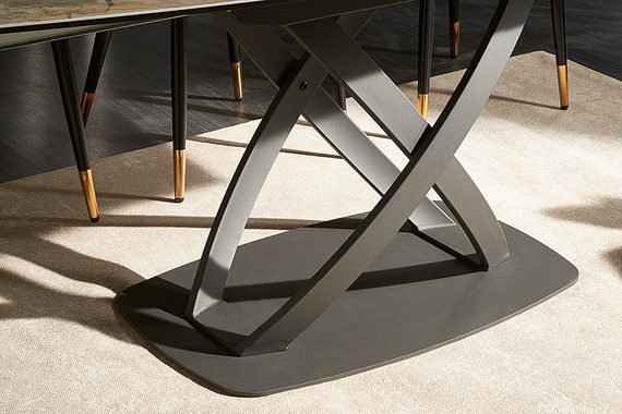 riess-ambiente Esstisch INCEPTION 130-190cm taupe / schwarz (Einzelartikel, 1-St), Keramik · Metall · Sicherheitsglas · ausziehbar · Modern Design