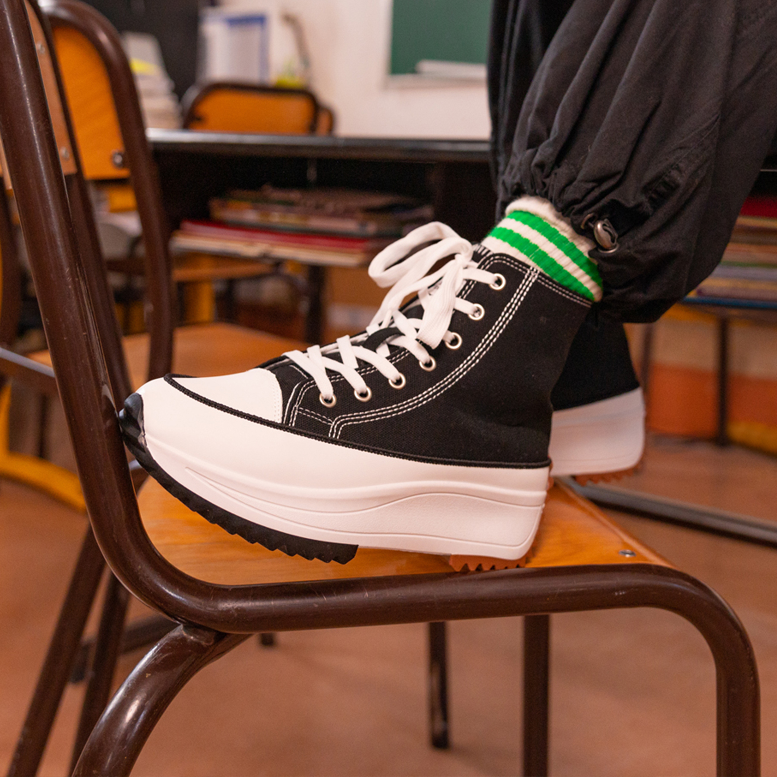 Baskets plateformes en toile Creeks noir femme | La Halle