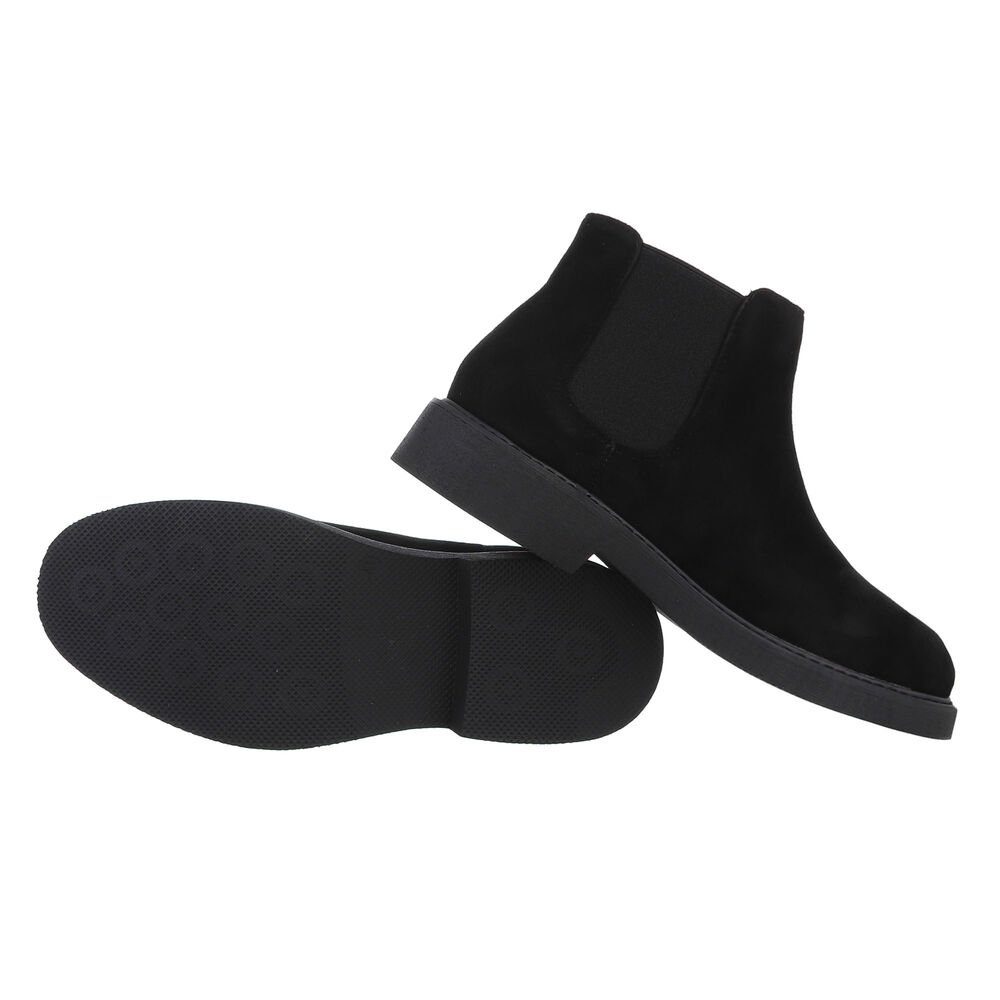 Ital-Design Herren Chelsea Freizeit Stiefelette Blockabsatz Boots in Schwarz
