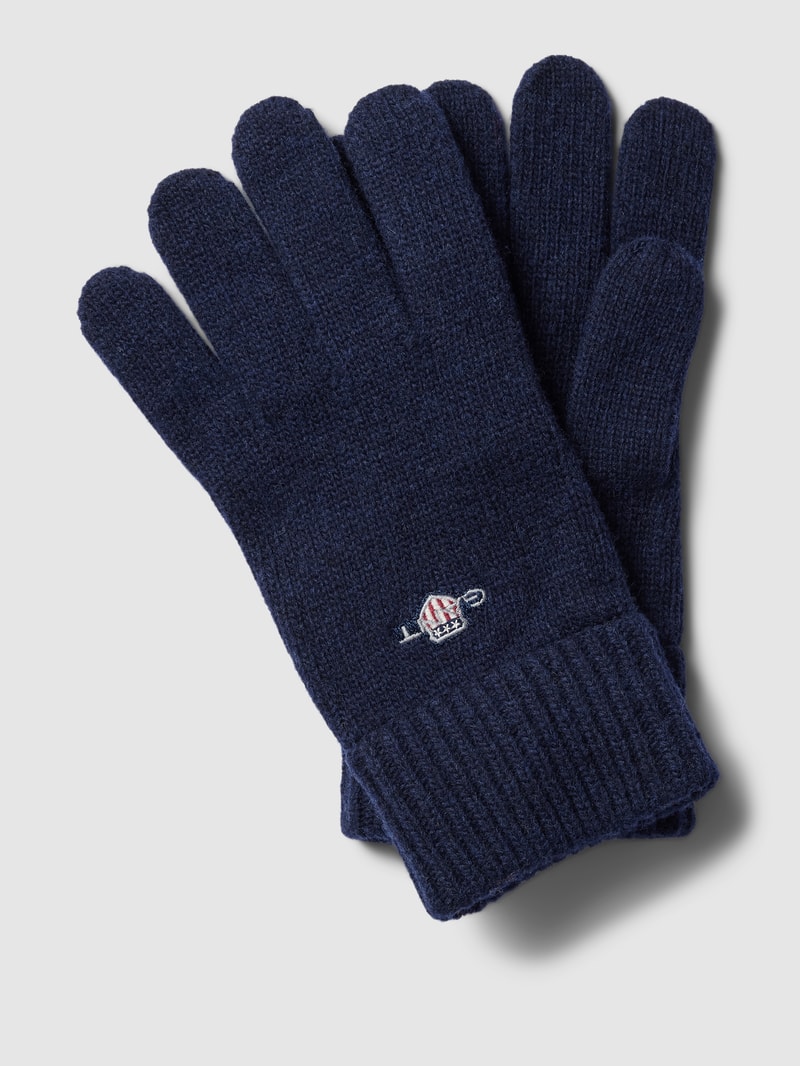 Handschuhe mit Label-Stitching in marineblau