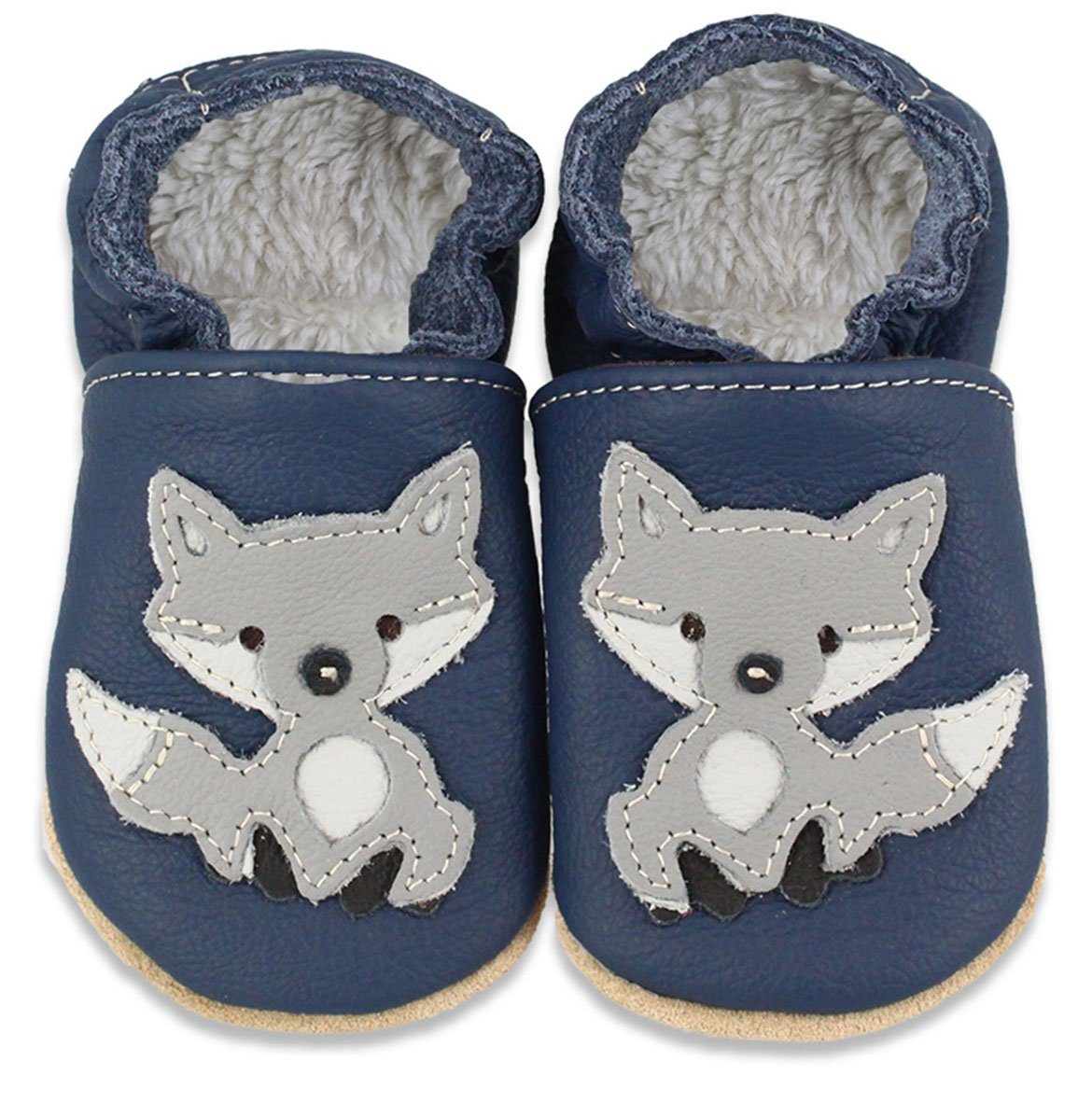 Beck Krabbelschuh Blue Fox mit Warmfutter Krabbelschuh (warme, weiche, flexible, leichte Schuhe, für die allerersten Schritte) chromfrei gegerbtes Rindsleder, Innensohle mit Warmfutter
