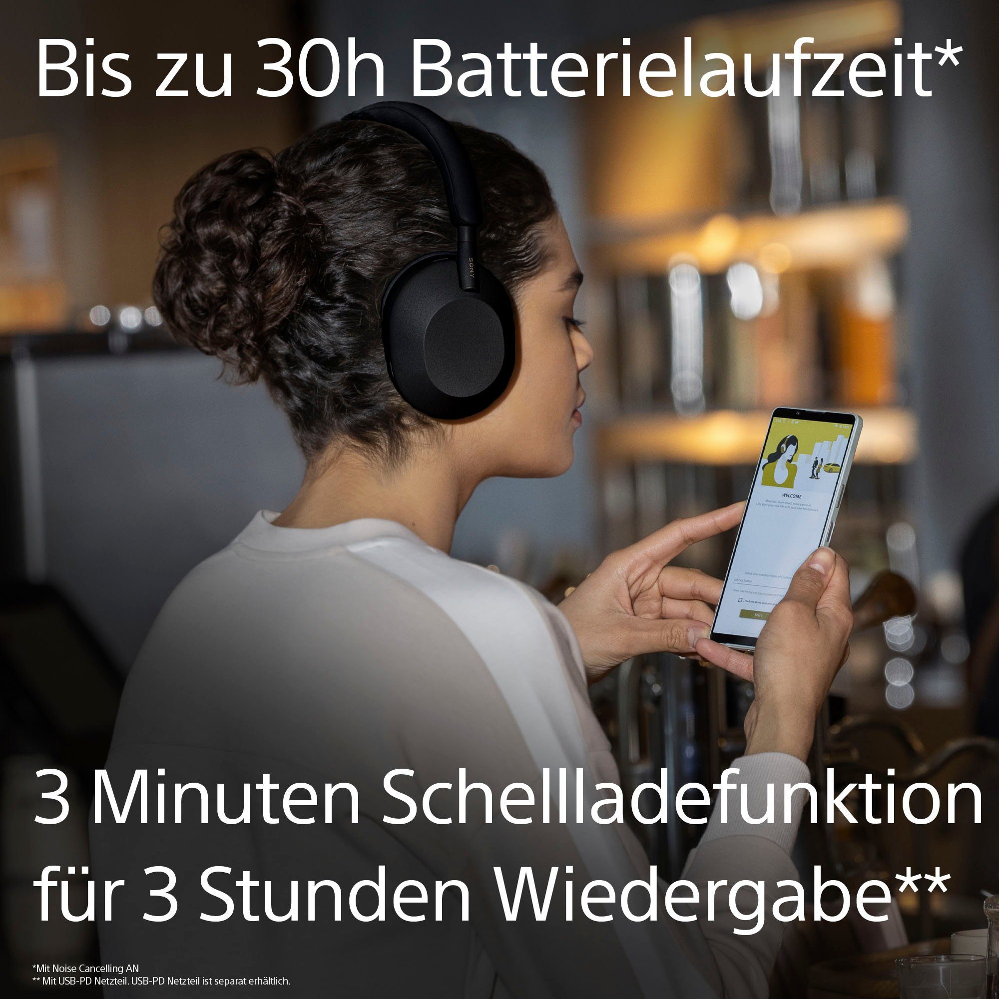 Sony WH1000XM5 kabelloser Kopfhörer (Freisprechfunktion, Hi-Res, Multi-Point-Verbindung, Noise-Cancelling, Rauschunterdrückung, Sprachsteuerung)