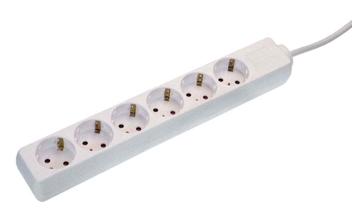 Schwabe 11631 Power strip 6x earthed white cable 3m