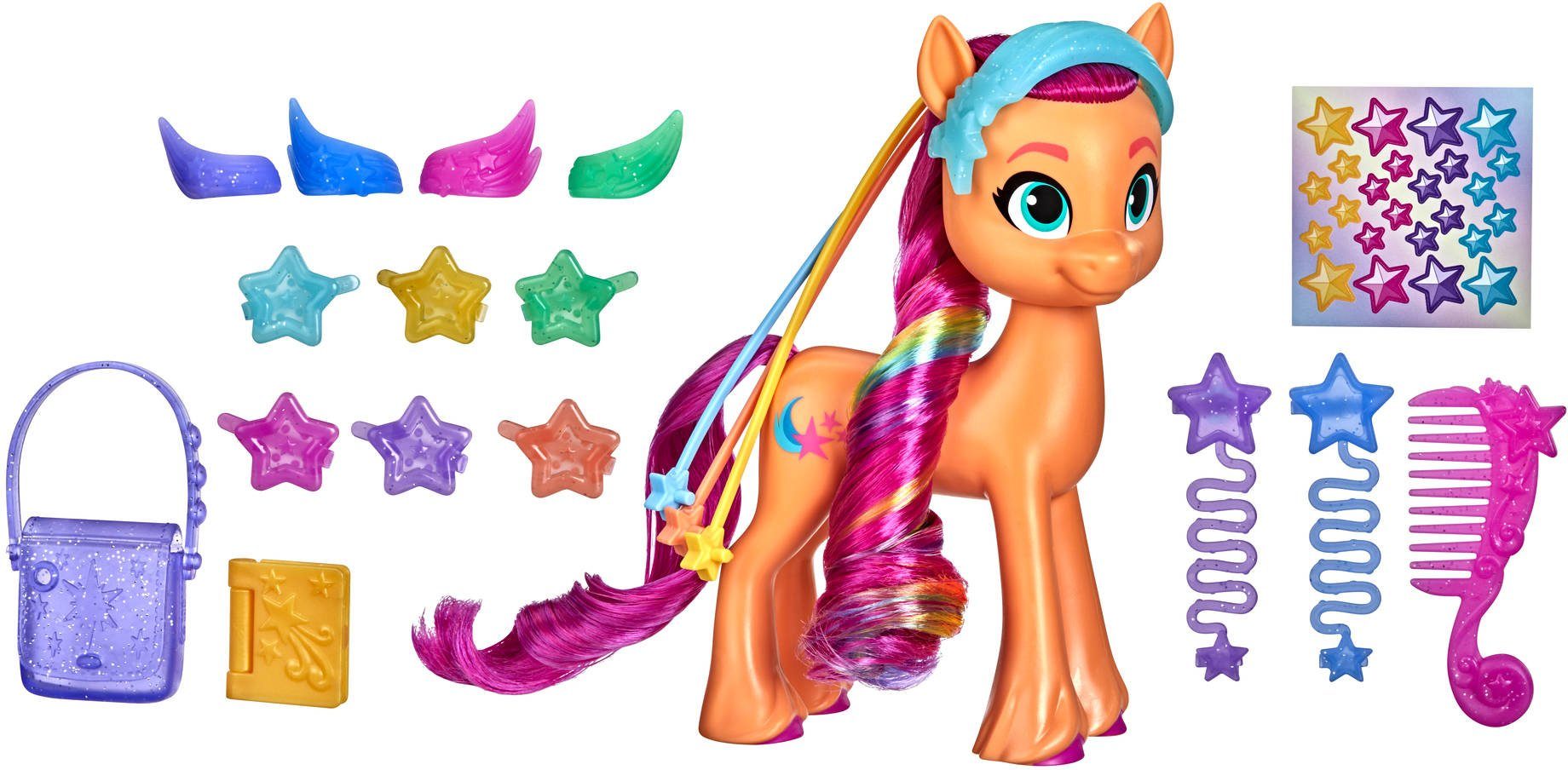 Hasbro Spielfigur My Little Pony, A New Generation - Regenbogenmähne Sunny Starscout, mit langen, pinkfarbenen Haaren und Sternschnuppen-Schönheitsfleck
