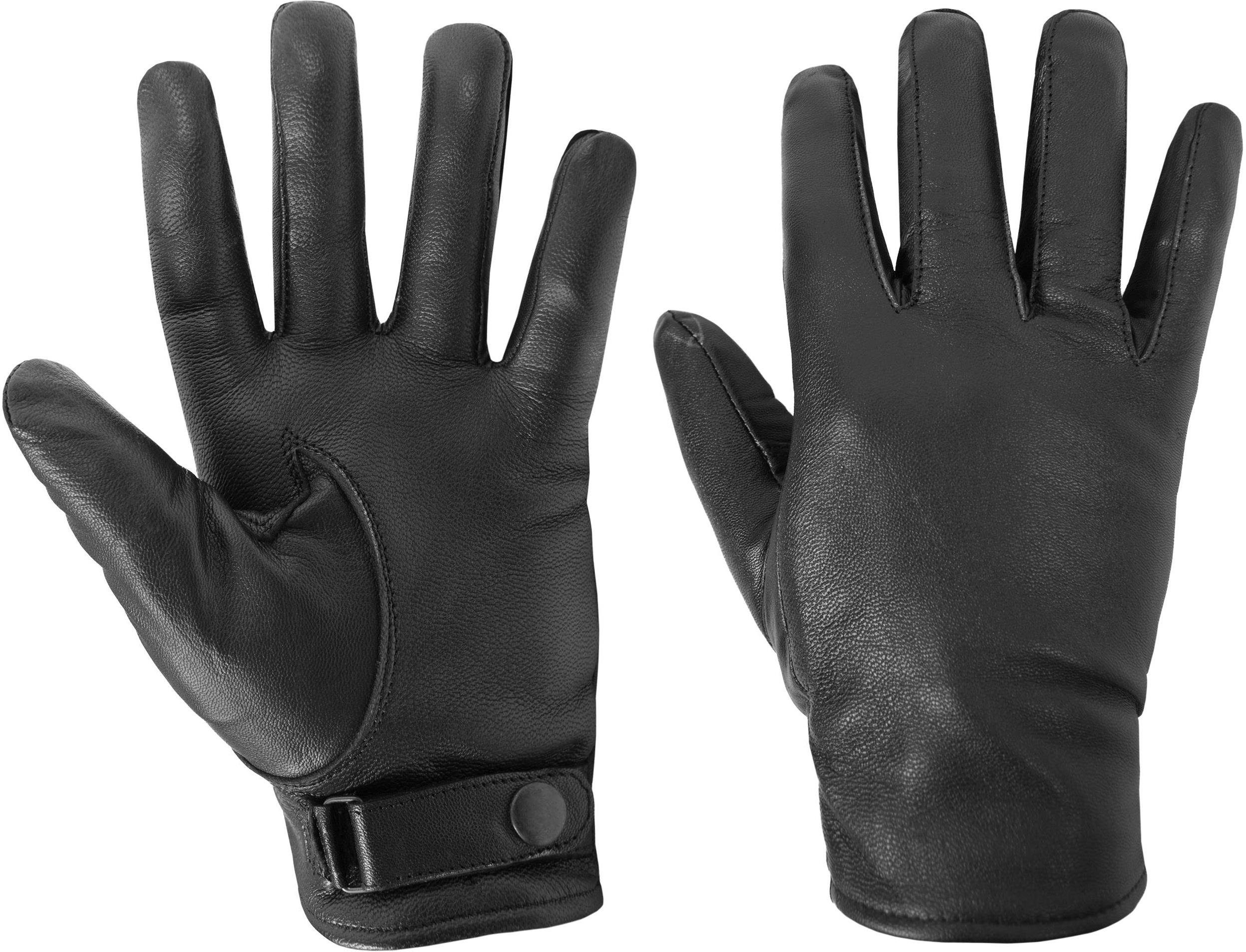 normani Multisporthandschuhe Bundeswehr Lederhandschuhe BW gefütterte Echtlederhandschuhe für Damen und Herren mit Fleecefutter und Lederriemen am Handgelenk