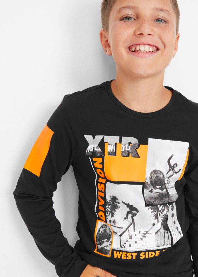 Jungen Langarmshirt mit coolem Druck aus Bio-Baumwolle