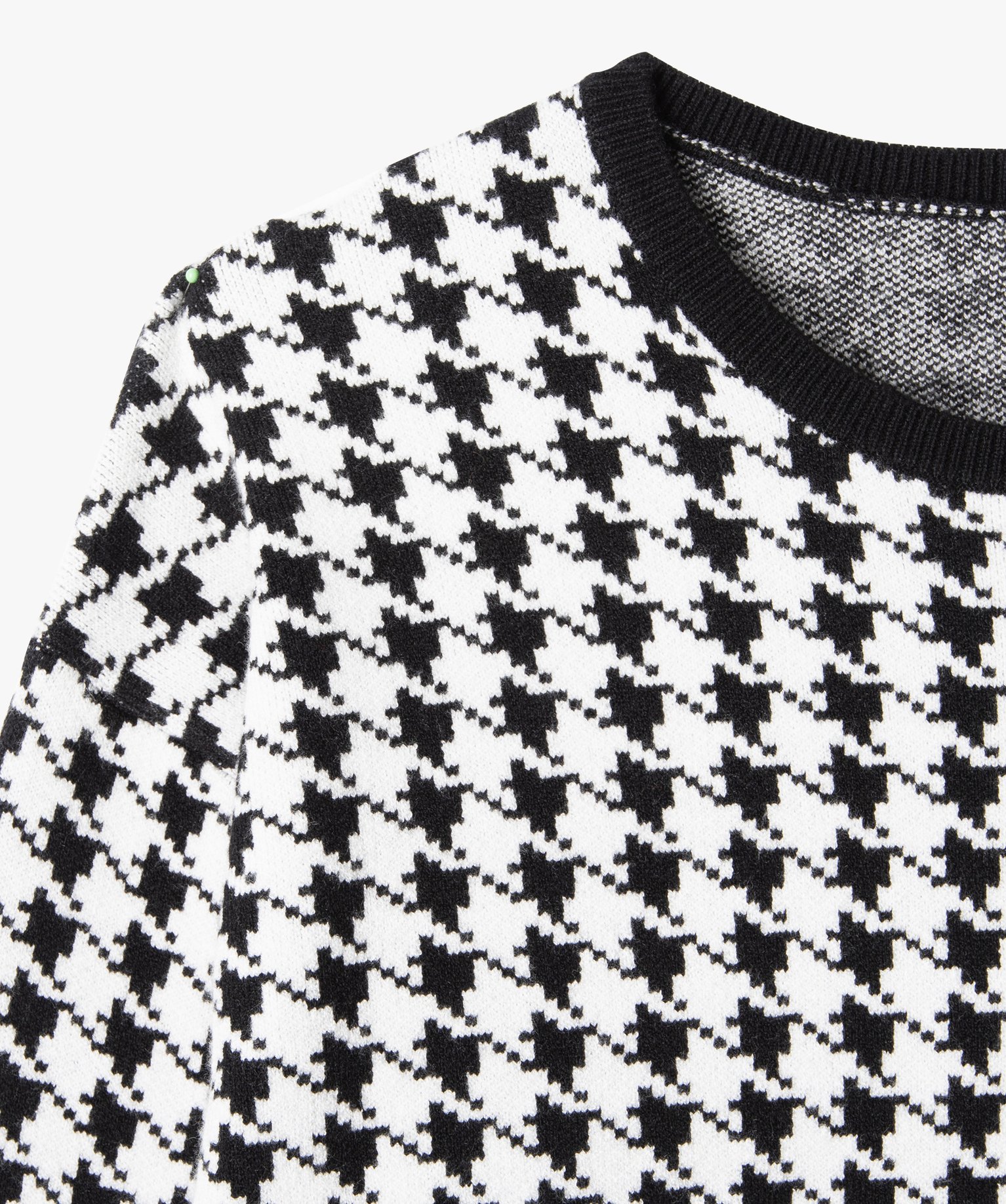 Pull court à col rond à motif pied de coq fille ecru | GEMO