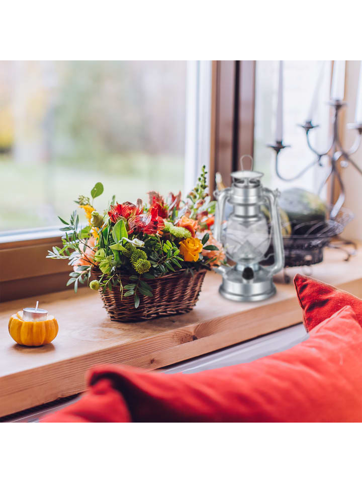 relaxdays Sturmlaterne LED in Silber - (B)15 x (H)24 x (T)11,5 cm günstig kaufen onesize