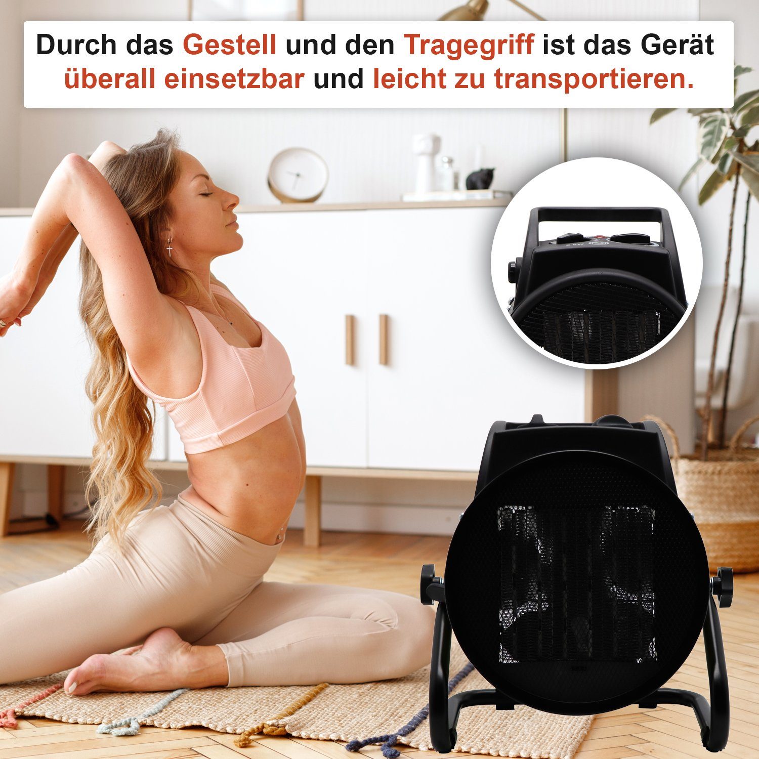 TroniTechnik Heizstrahler Heizlüfter, Keramikheizung, Schnellheizer TT-KH-503,Keramikheizelement, 3000 W, zwei Heizstufen, Überhitzungsschutz und Abschaltautomatik, Thermostat