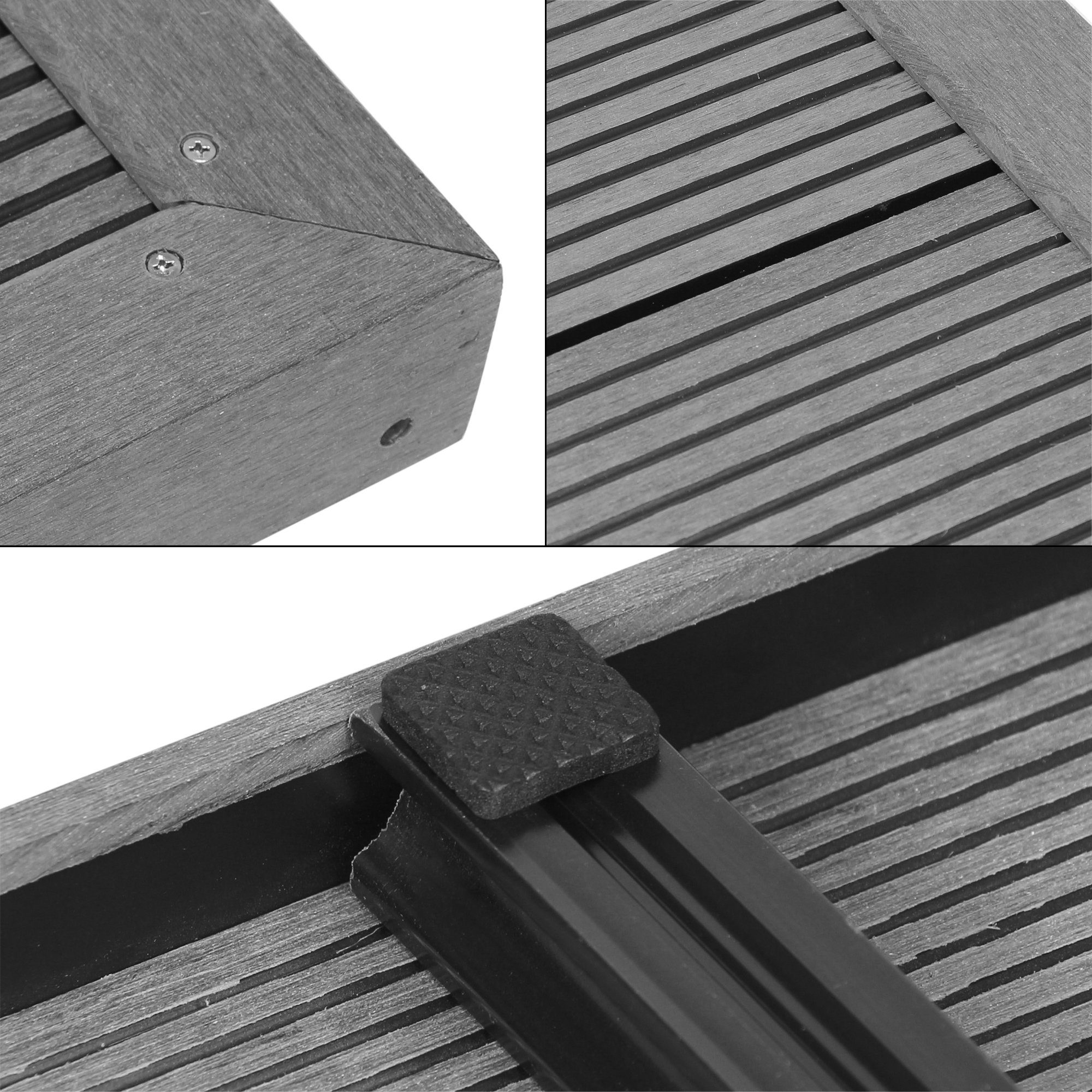 ML-DESIGN Solardusche WPC Bodenelement für Solardusche Bodenplatte für Gartendusche, Dunkelgrau 101x63x5,5cm rutschfeste Unterlage inkl. Montagematerial