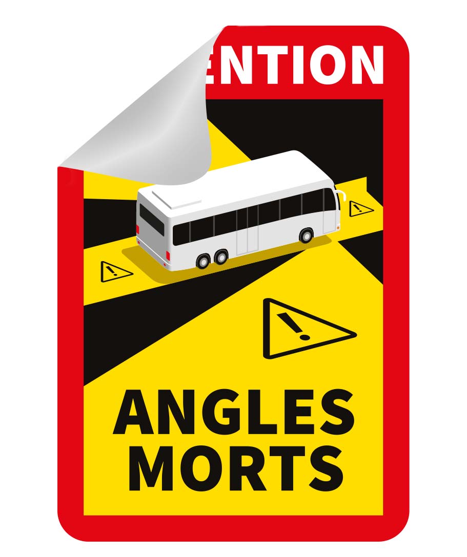 Aufkleber-Set Toter Winkel "Angles Morts" für Busse und Wohnmobile >3,5t, wieder ablösbar, 3 Stück - ATU
