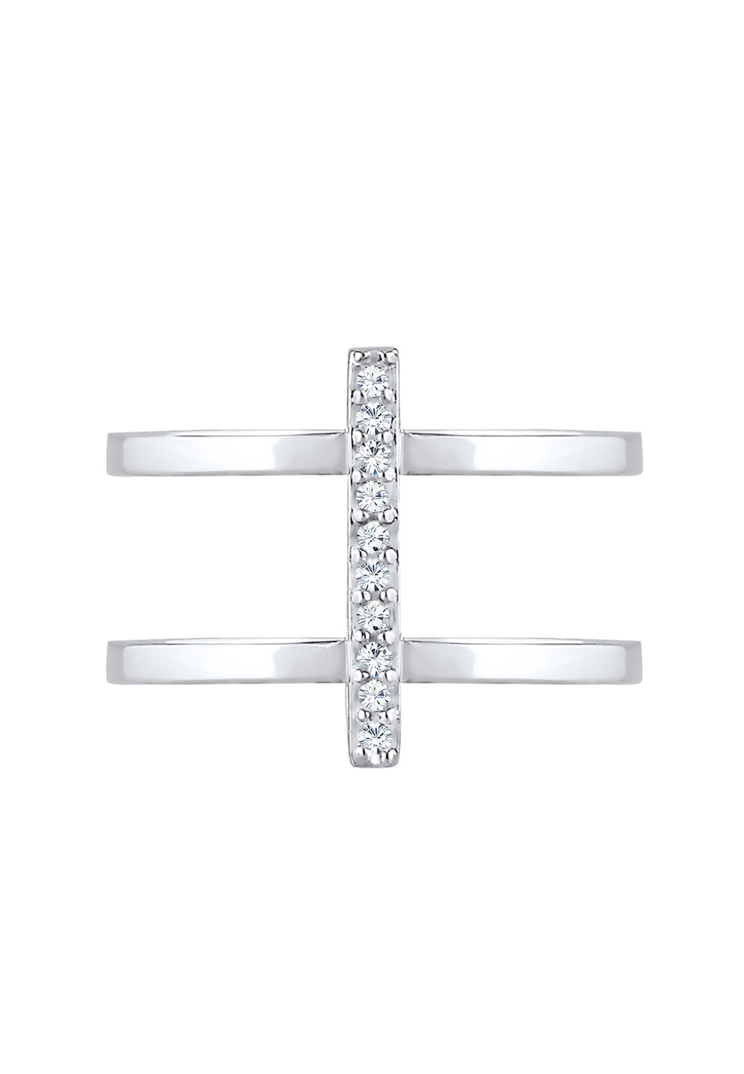Anello da donna Elli Geo Minimal Filigree (925/1000) in argento con cristallo