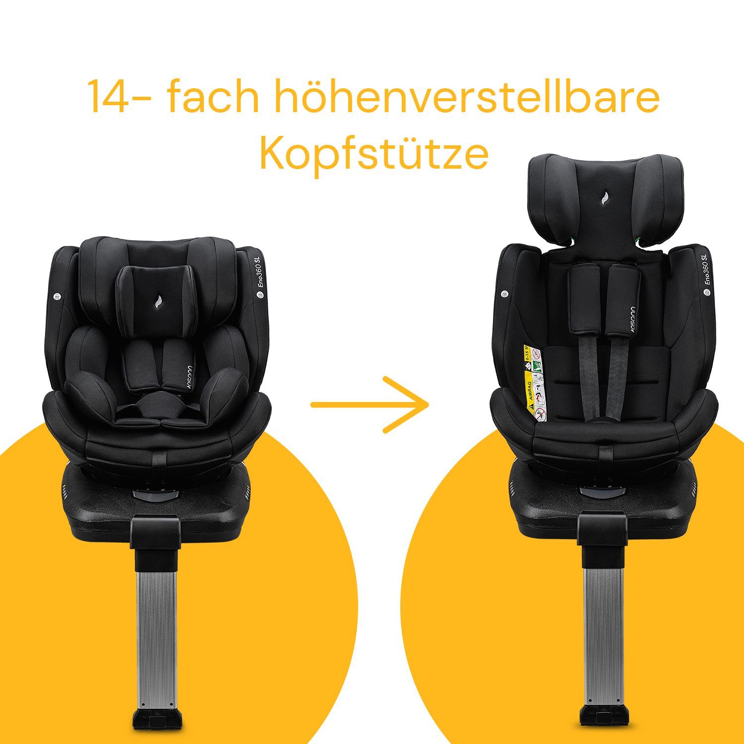Osann Autokindersitz Eno360 SL i-Size, ab: Geburt, bis: 12 Jahre, drehbarer Reboarder mit Isofix und Standfuß - 40-150 cm