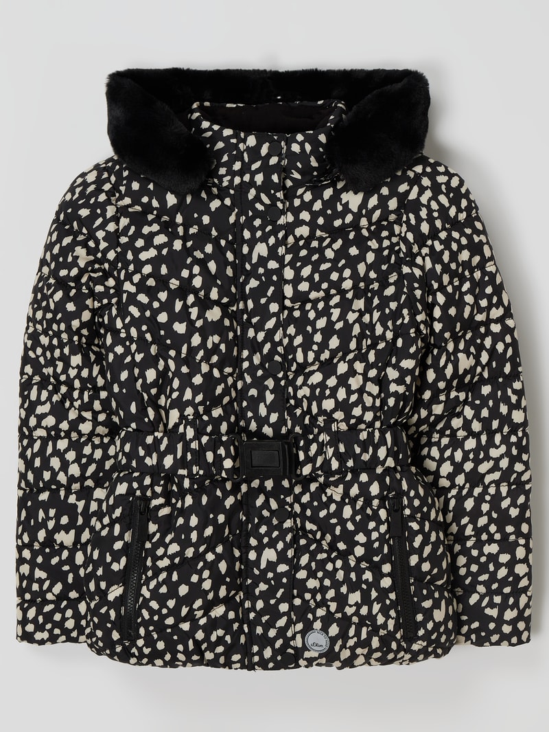 Steppjacke mit Allover-Muster in schwarz