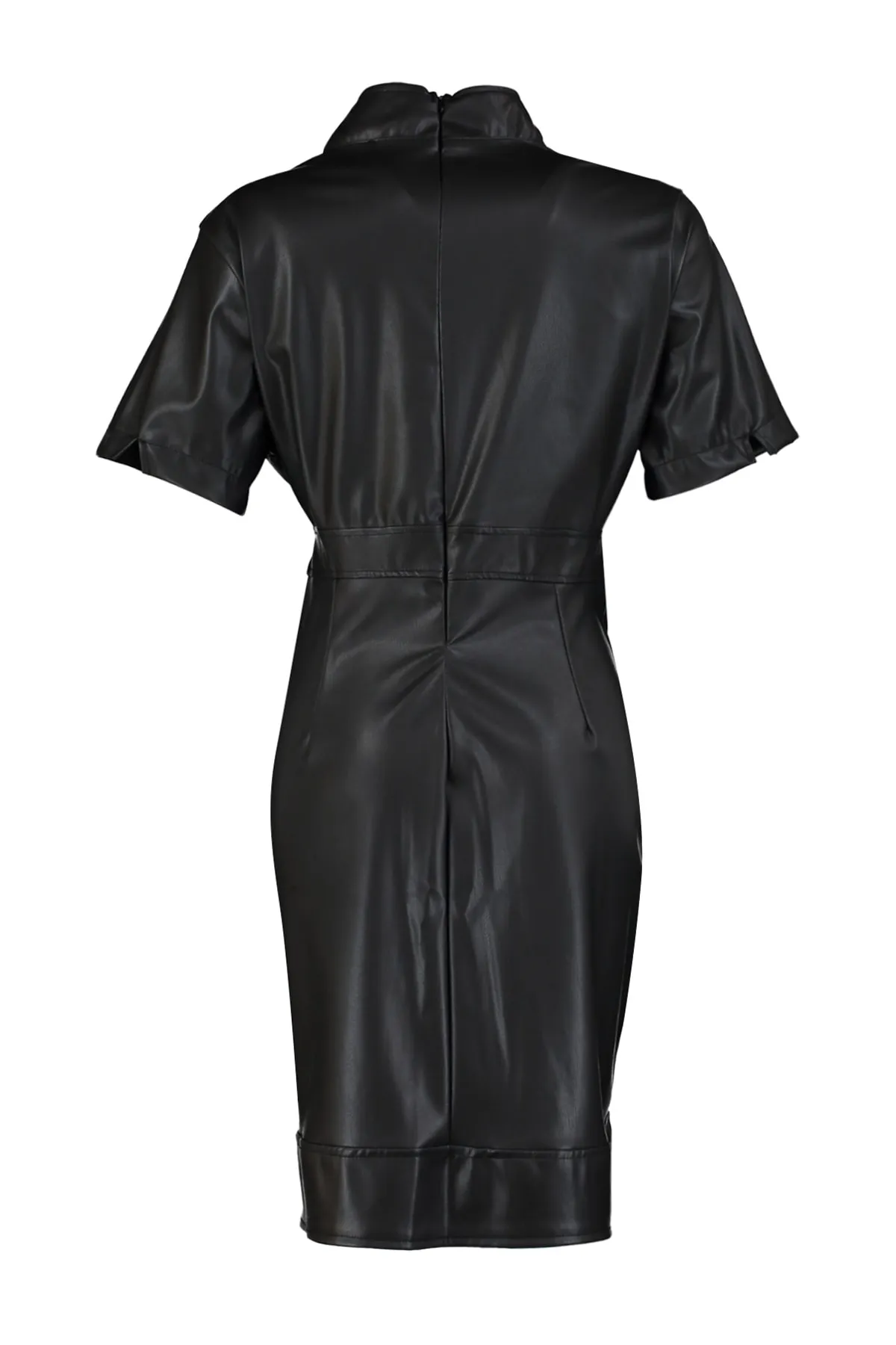 Trendyol Curve  Schwarzes zweireihiges Kunstlederkleid TBBAW23AH00099