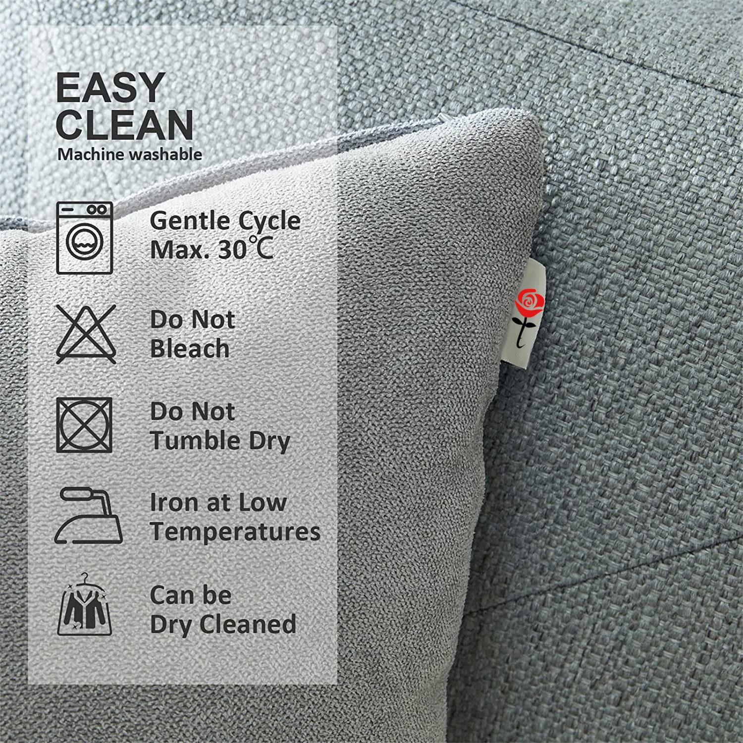 Roseninsel Dekokissen Chenille Kissenbezug & Innenkissen 1er oder 2er Set, formstabil, weich, komfortabel