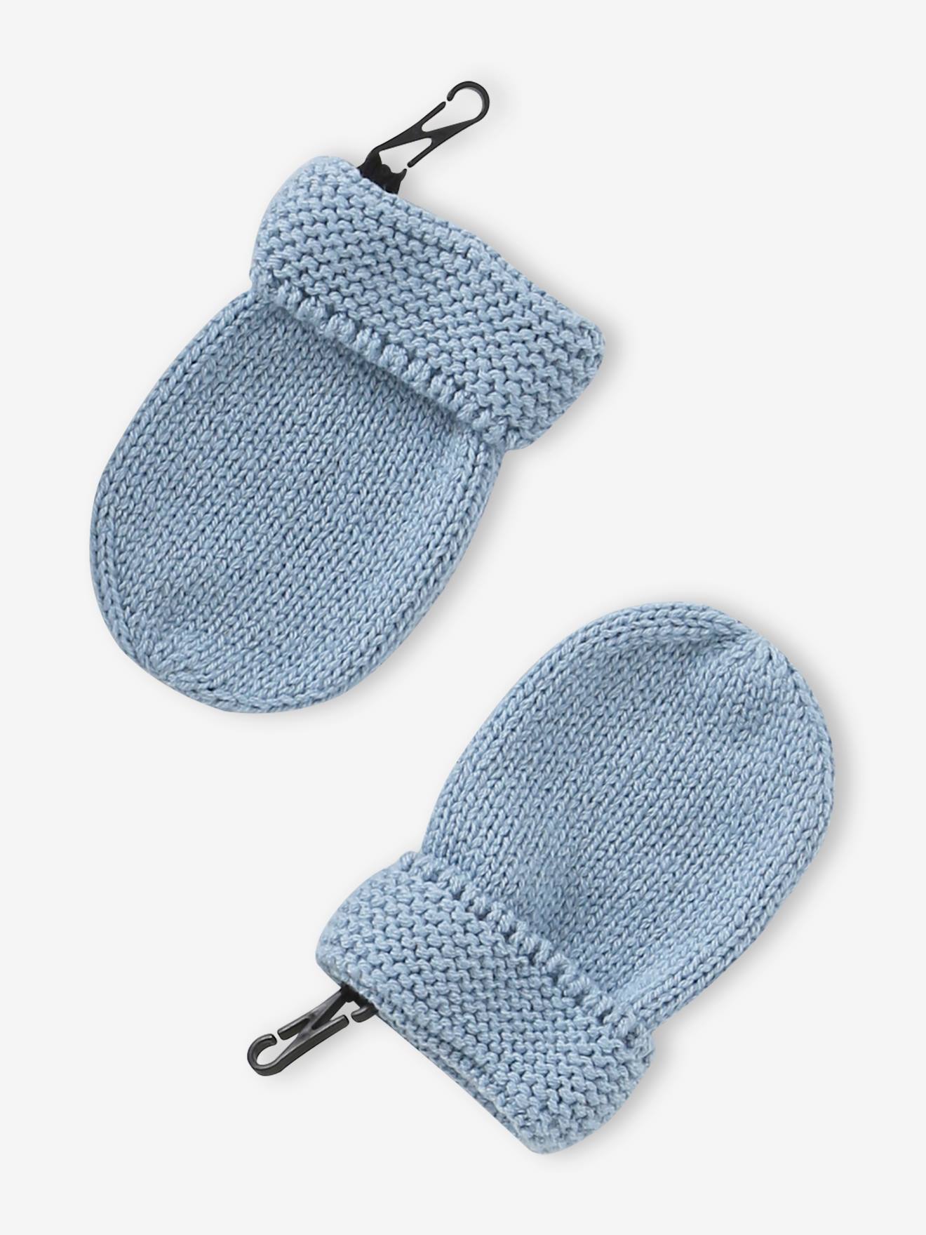 Vertbaudet Jungen Baby-Set: Mütze, Rundschal & Fäustlinge BASICS - graublau