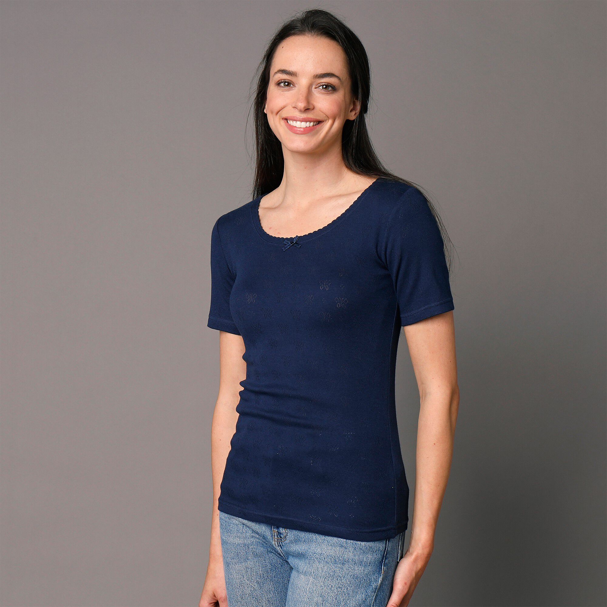 Tee-shirt manches courtes maille jacquard
