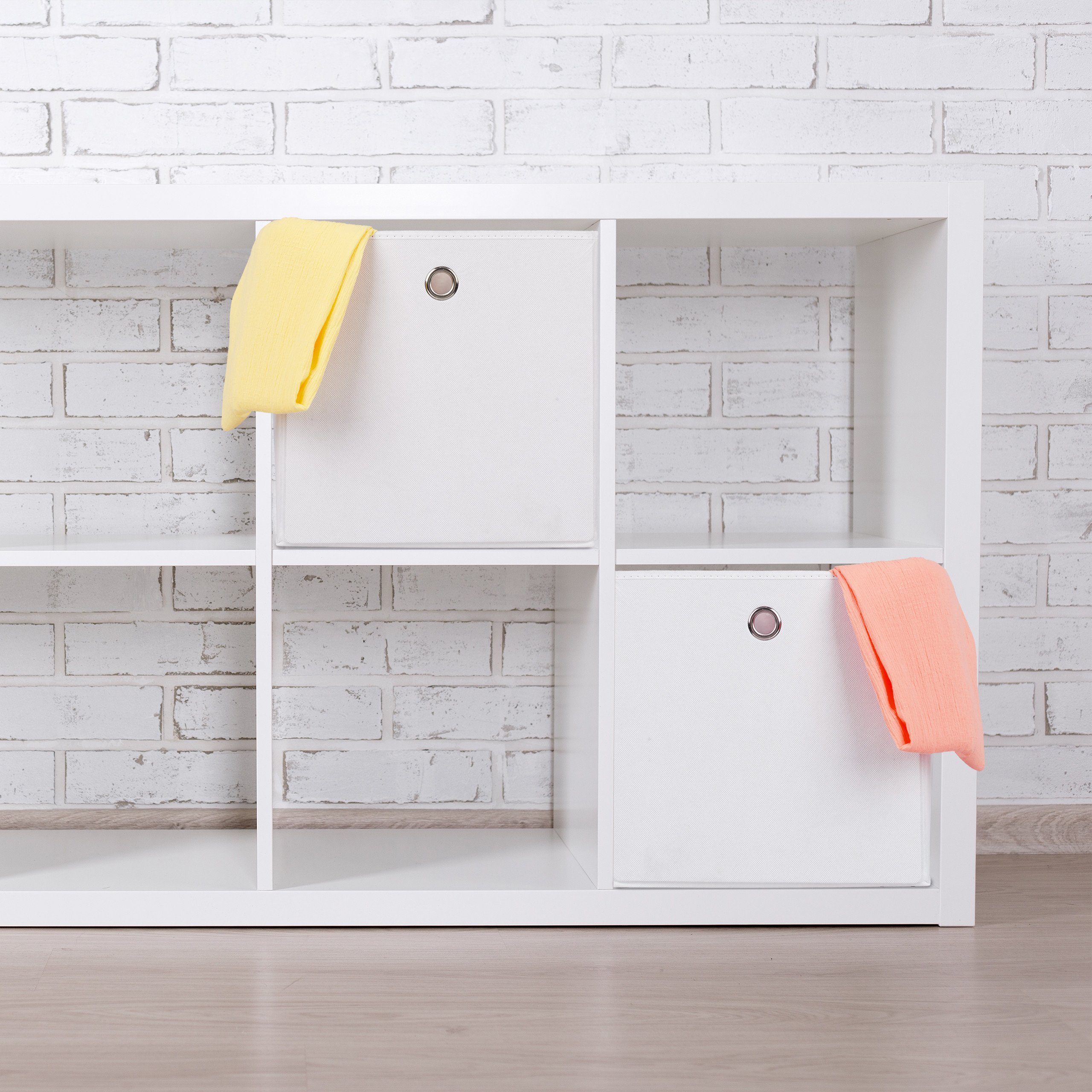 relaxdays Aufbewahrungsbox Aufbewahrungsbox Stoff im 2er Set, Weiß