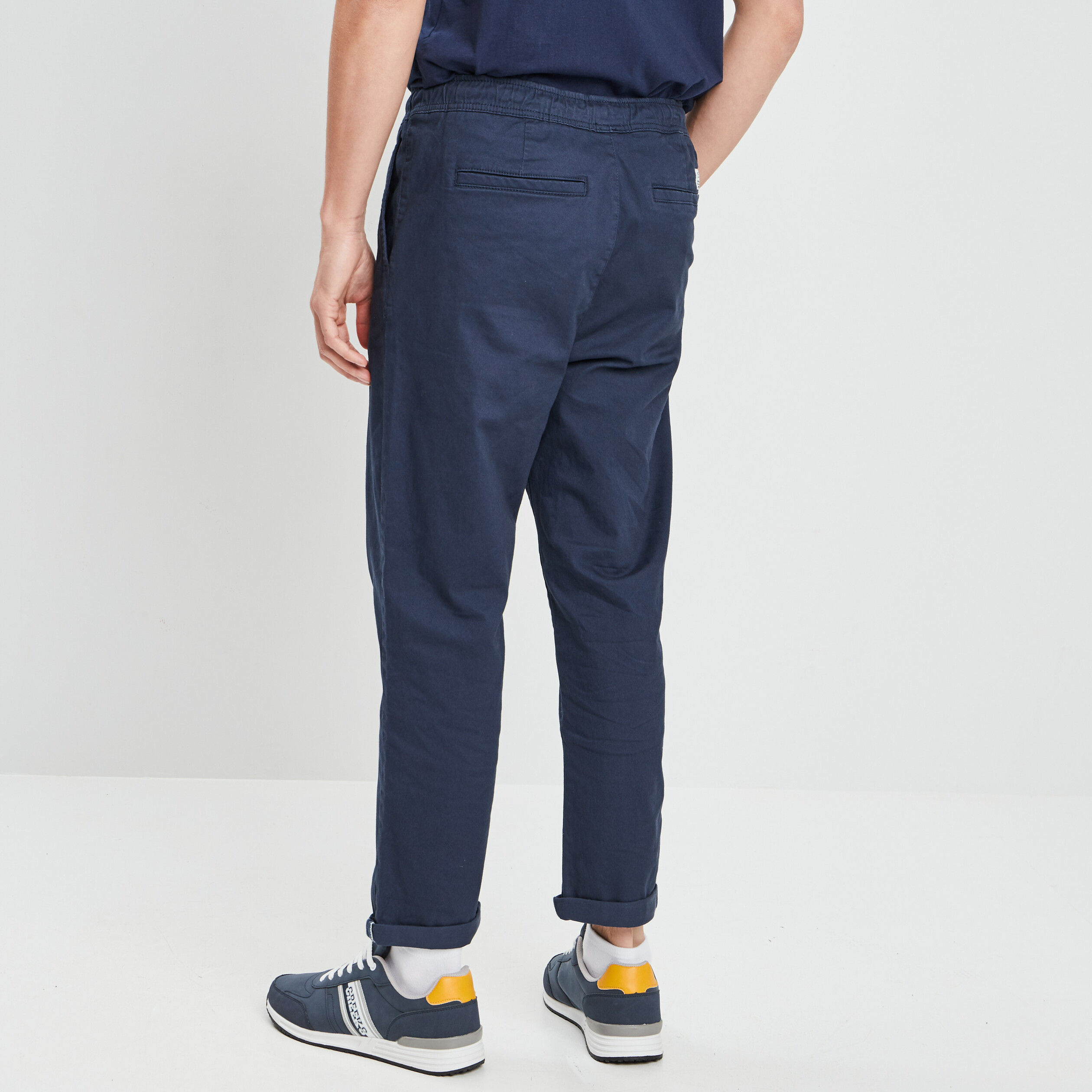 Pantalon droit à coulisse bleu marine homme | La Halle