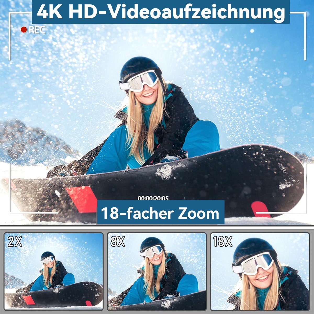 Hikeren 48MP Digitalkamera,4K HD 1080P Fotokamera,7 Farbfilter,18X Digitalzoom Kompaktkamera (WLAN (Wi-Fi)
